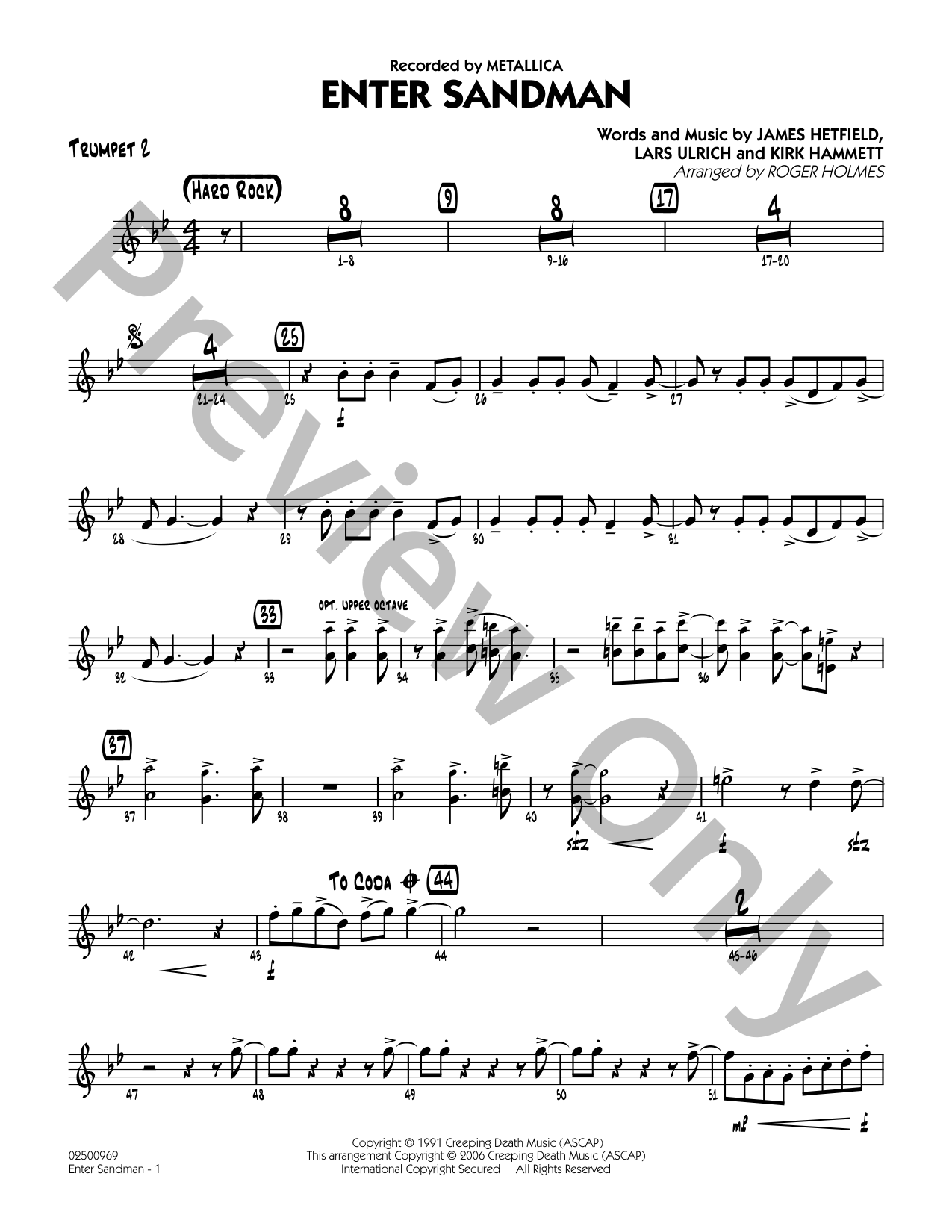 Enter Sandmanさま専用 Enter Sandman Jazz Sheet Music | J.W. Pepper