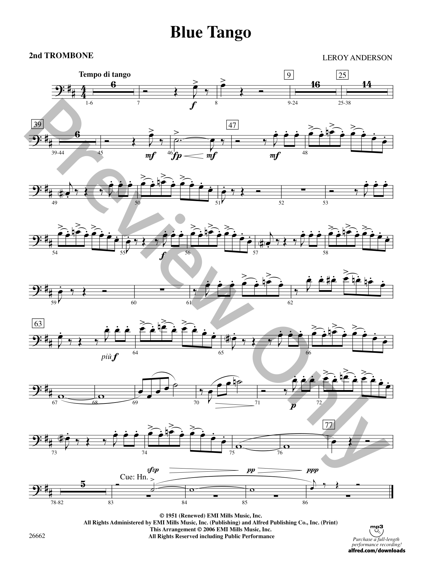 Blue Tango Orchestra Sheet Music | J.W. Pepper