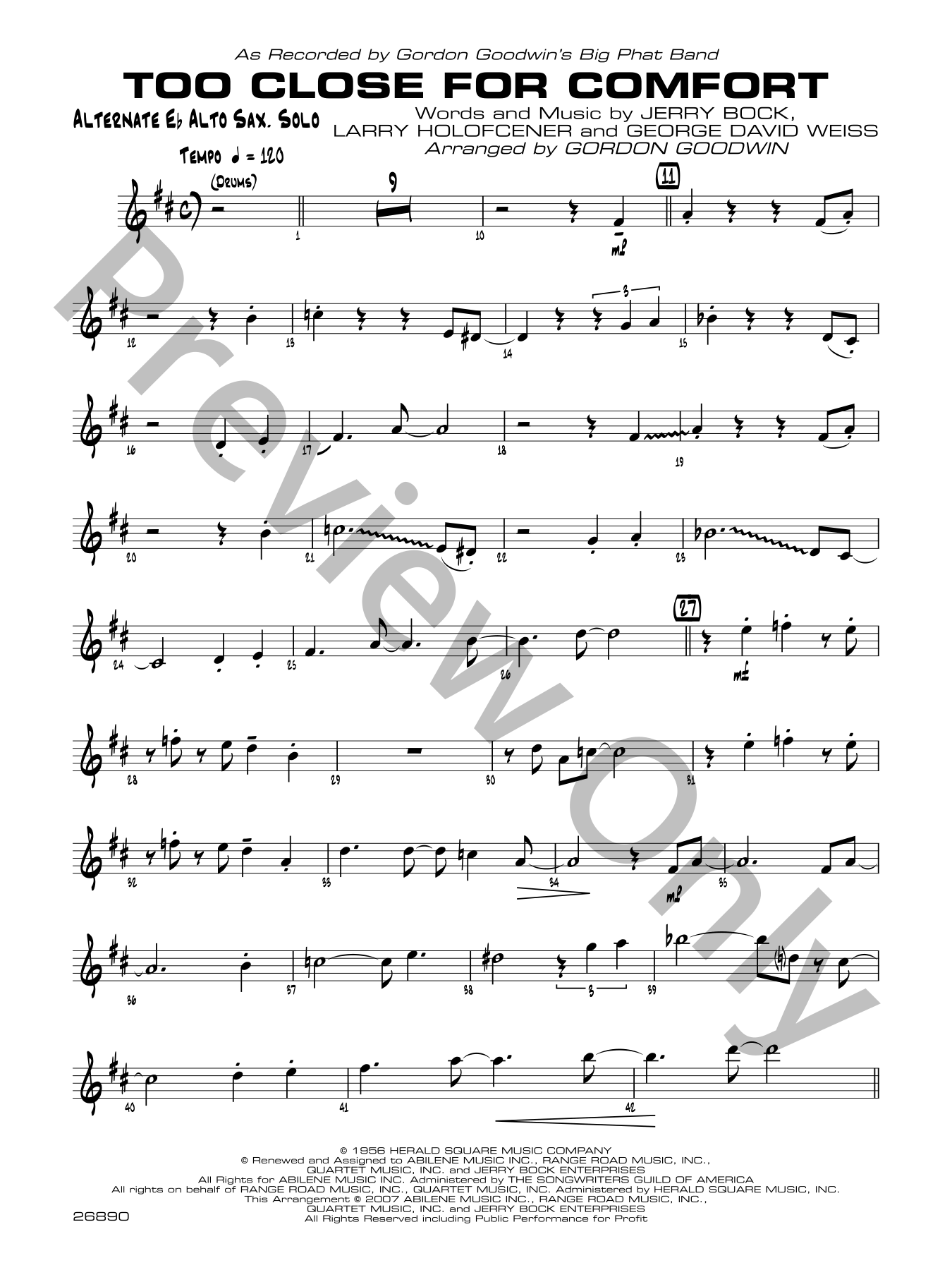 Too Close for Comfort Jazz Sheet Music | J.W. Pepper