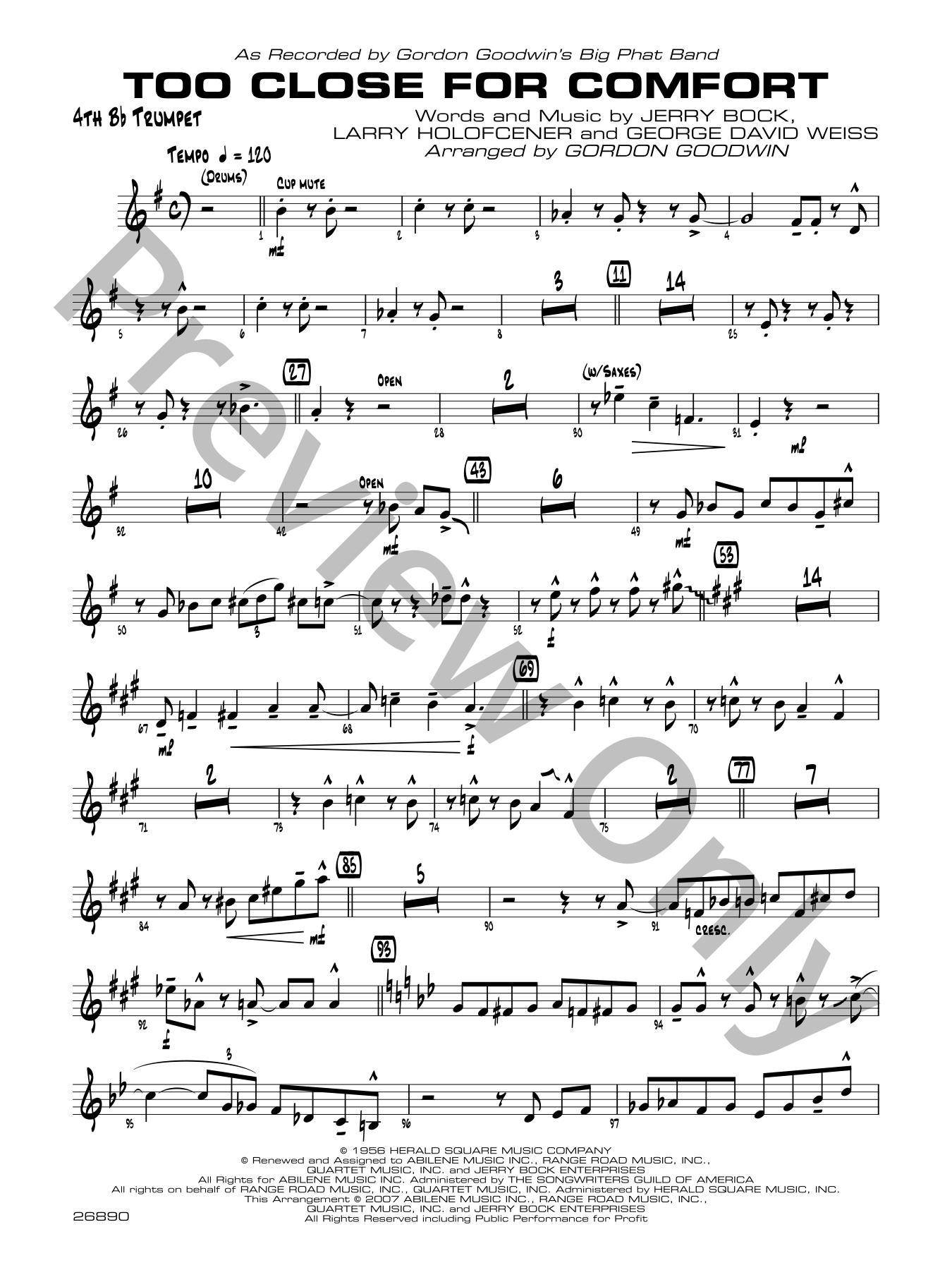 Too Close for Comfort Jazz Sheet Music | J.W. Pepper