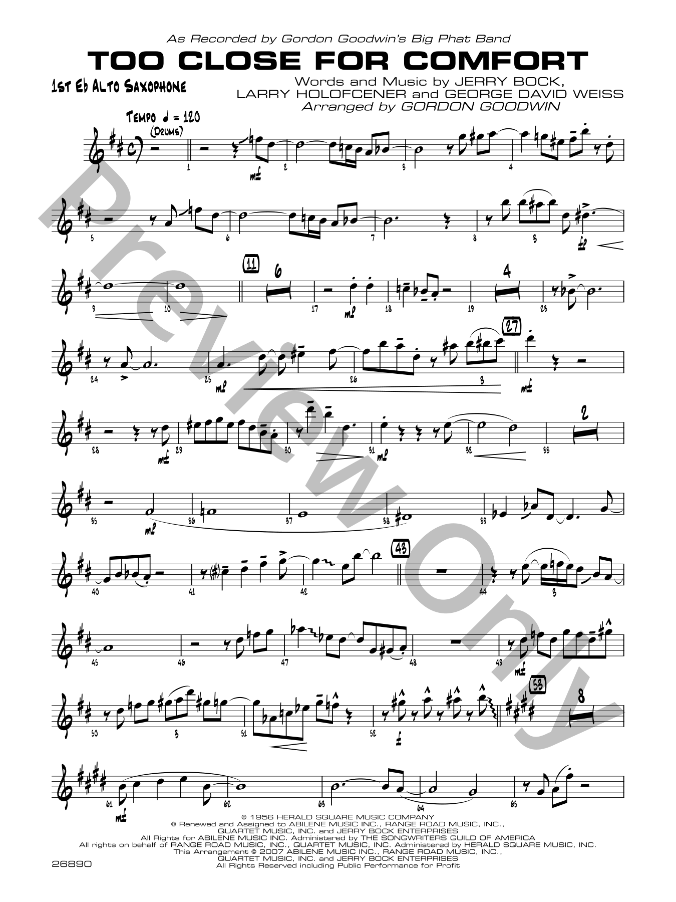Too Close for Comfort Jazz Sheet Music | J.W. Pepper