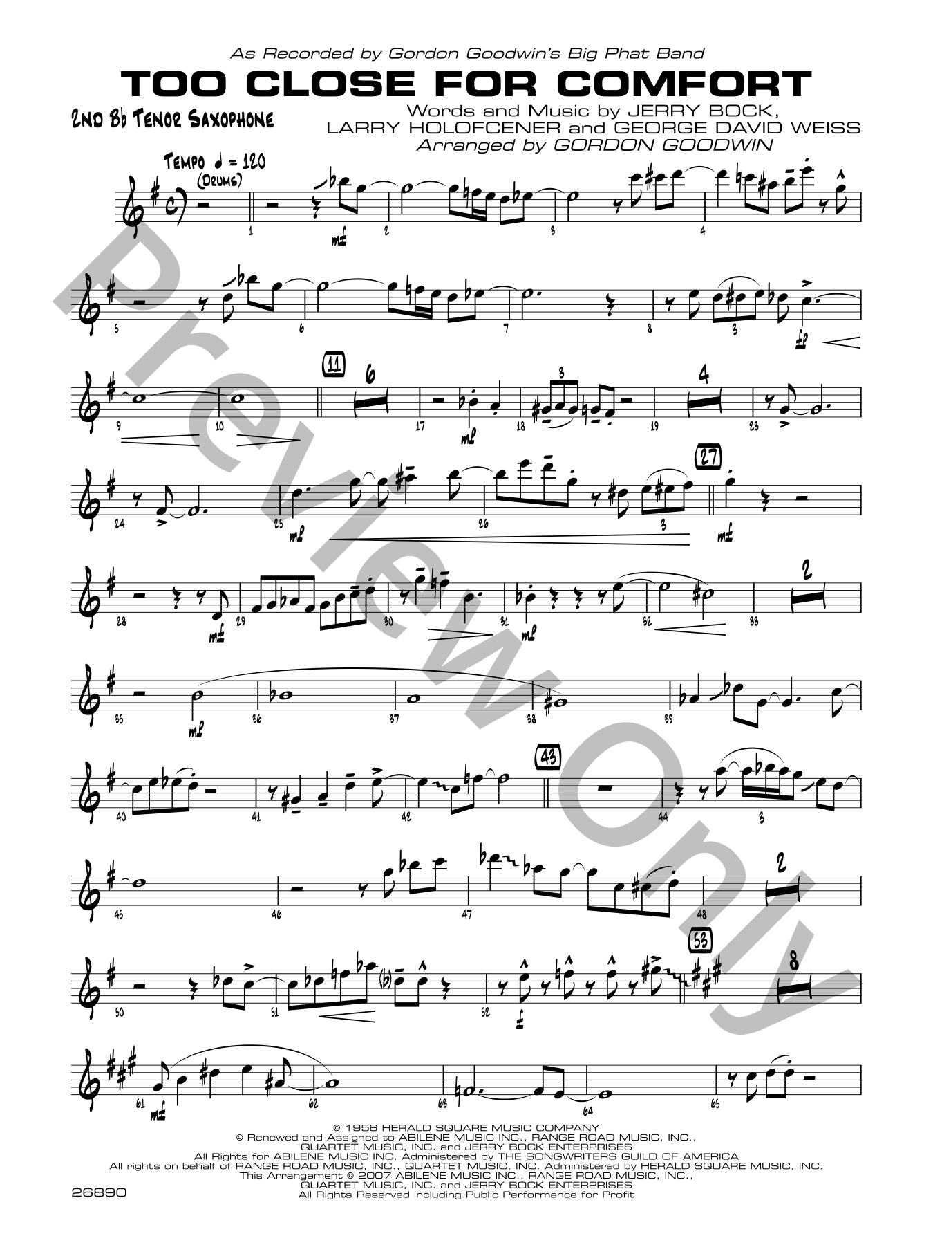 Too Close for Comfort Jazz Sheet Music | J.W. Pepper
