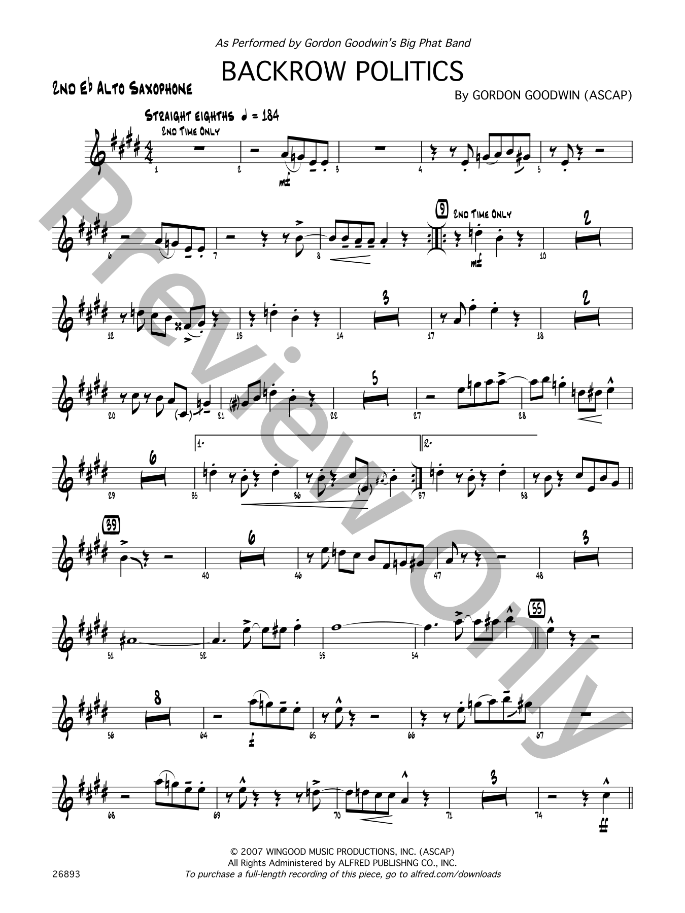 バンドスコア GORDON GOODWIN Backrow Politics Backrow Politics Jazz Sheet Music | J.W. Pepper