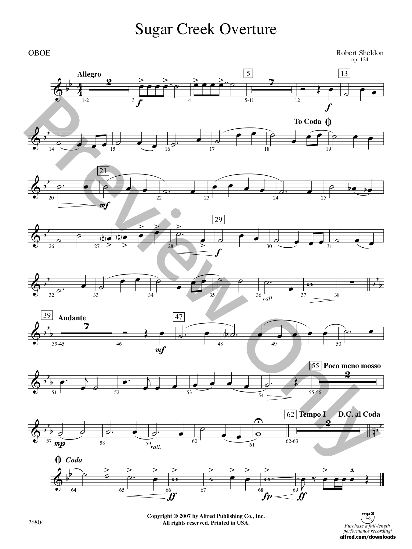 Sugar Creek Overture Concert Band Sheet Music | J.W. Pepper