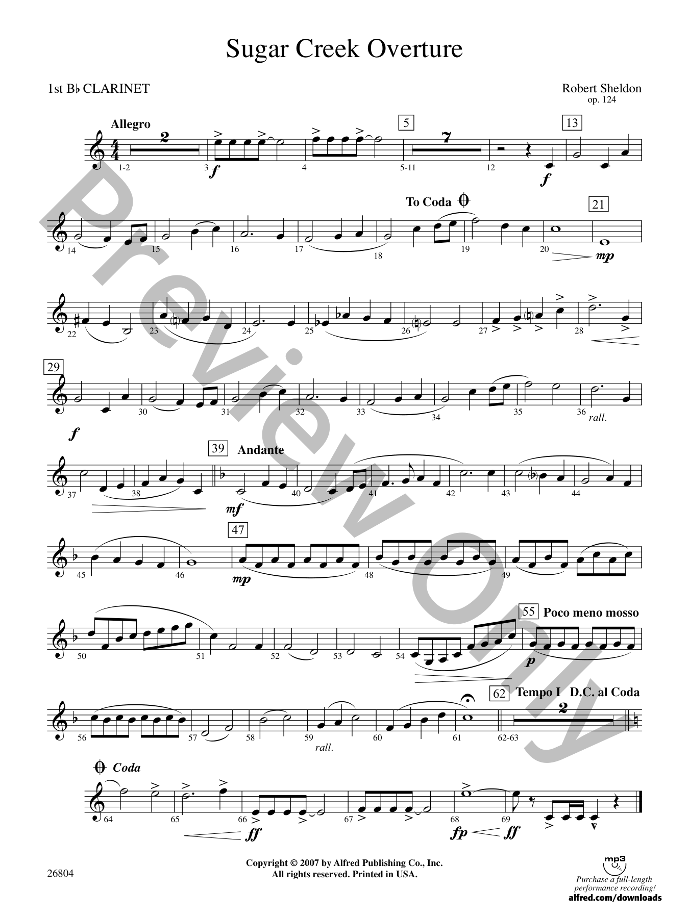 Sugar Creek Overture Concert Band Sheet Music | J.W. Pepper