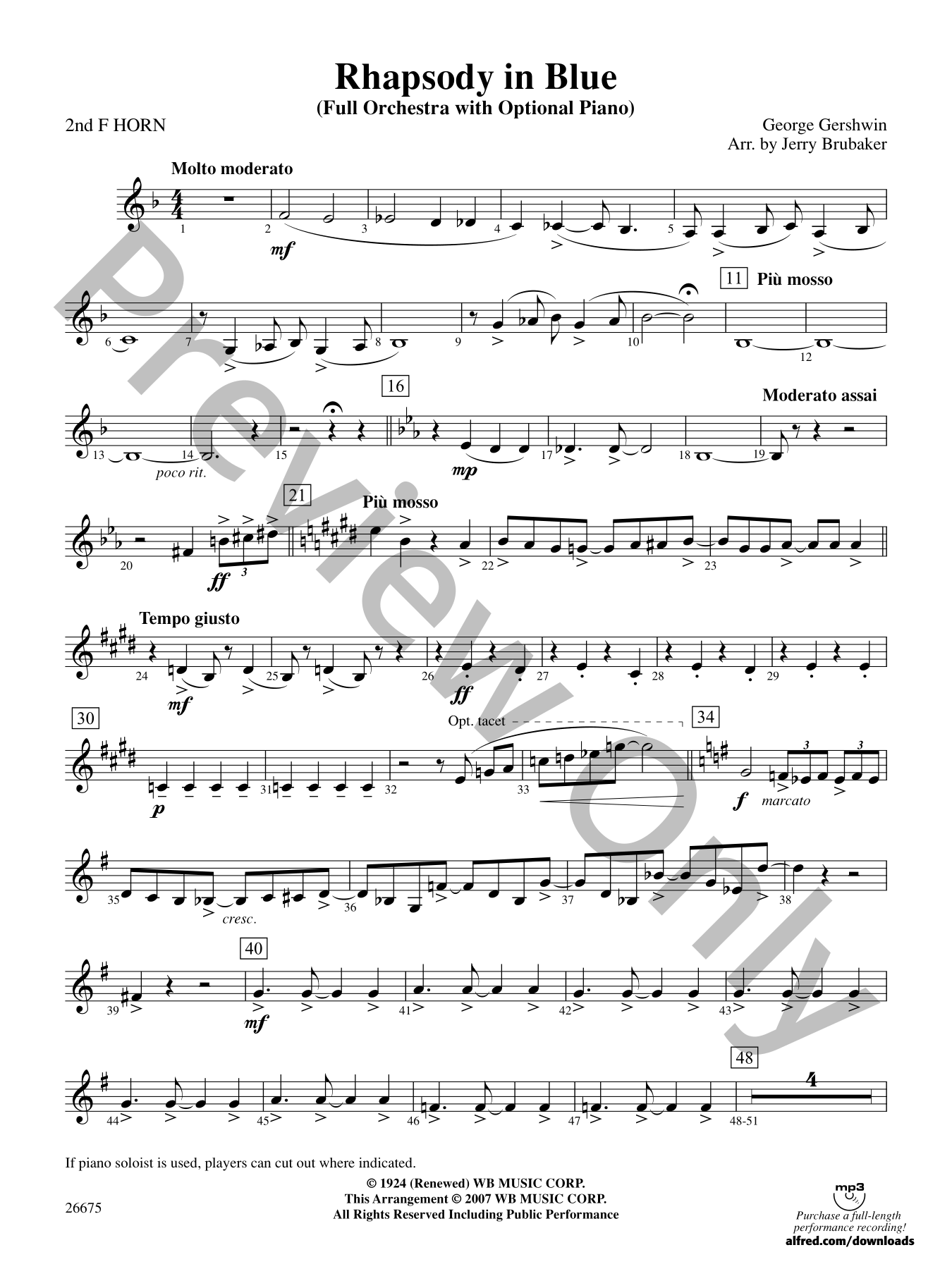 Rhapsody in Blue Orchestra Sheet Music | J.W. Pepper