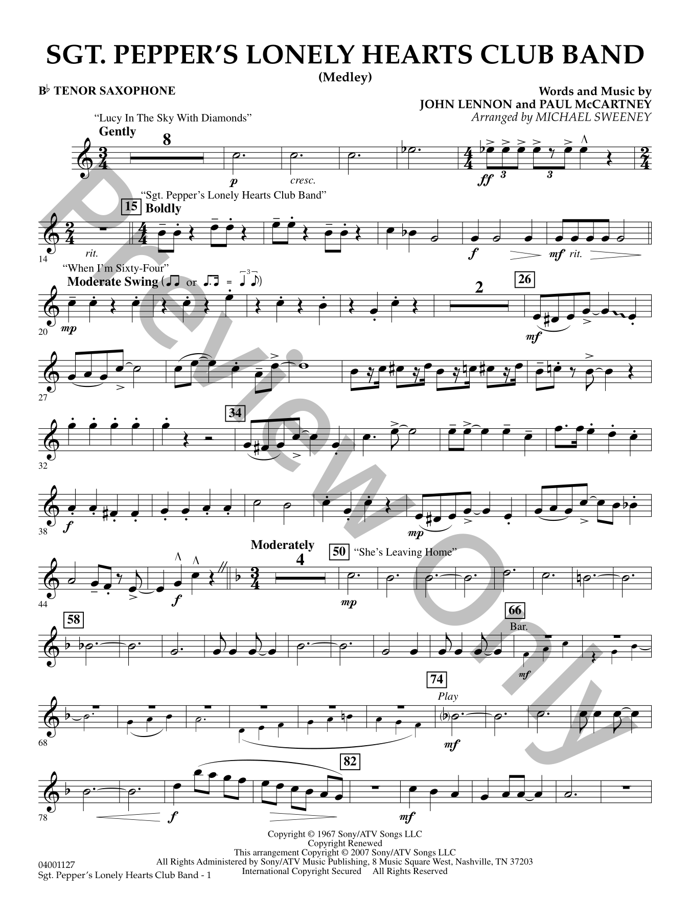 Sgt. Pepper's Lonely Hearts Club Band Concert Band Sheet Music