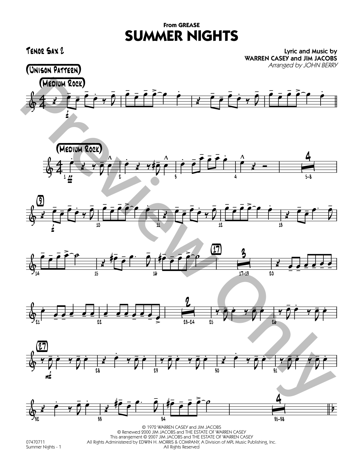 Summer Nights Jazz Sheet Music | J.W. Pepper