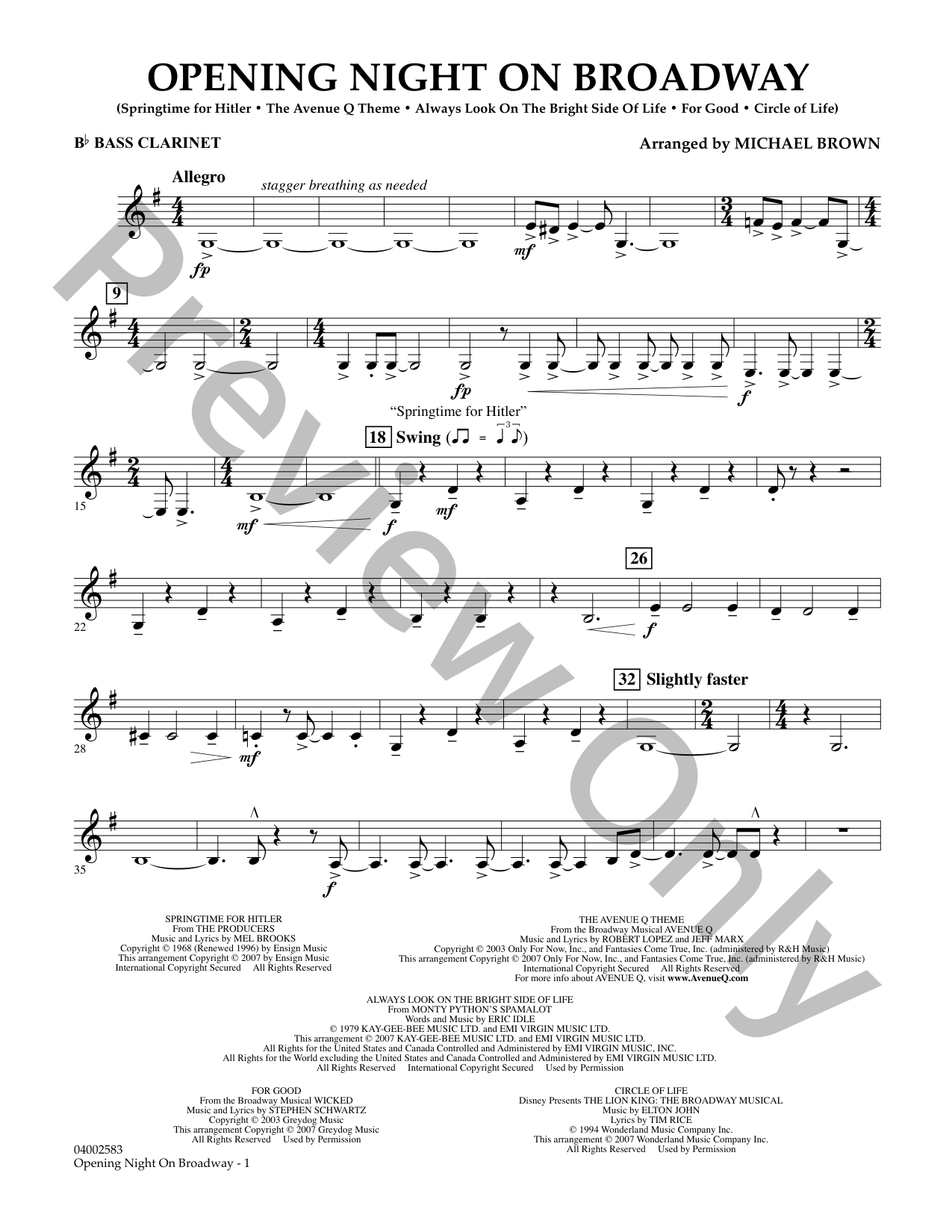 Opening Night on Broadway Concert Band Sheet Music | J.W. Pepper