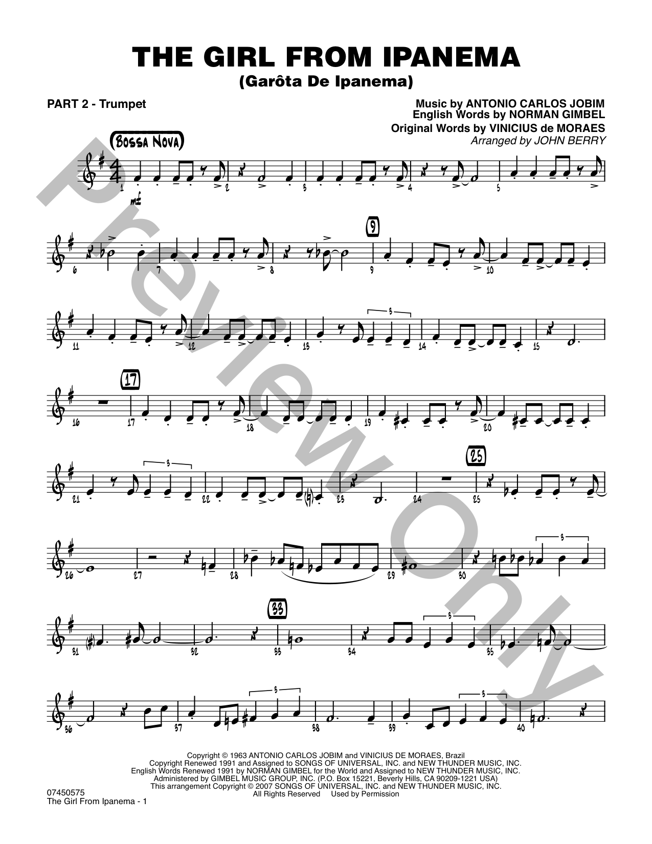 Girl from Ipanema Jazz Sheet Music | J.W. Pepper