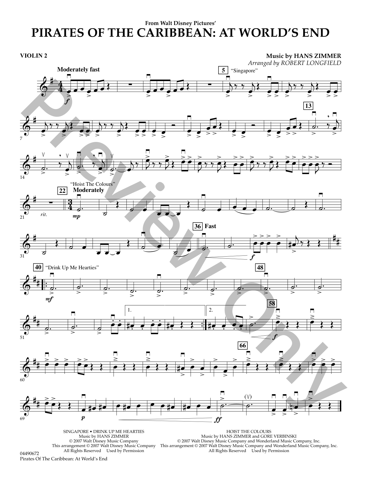 Pirates of the Caribbean: At World's End Orchestra Sheet Music
