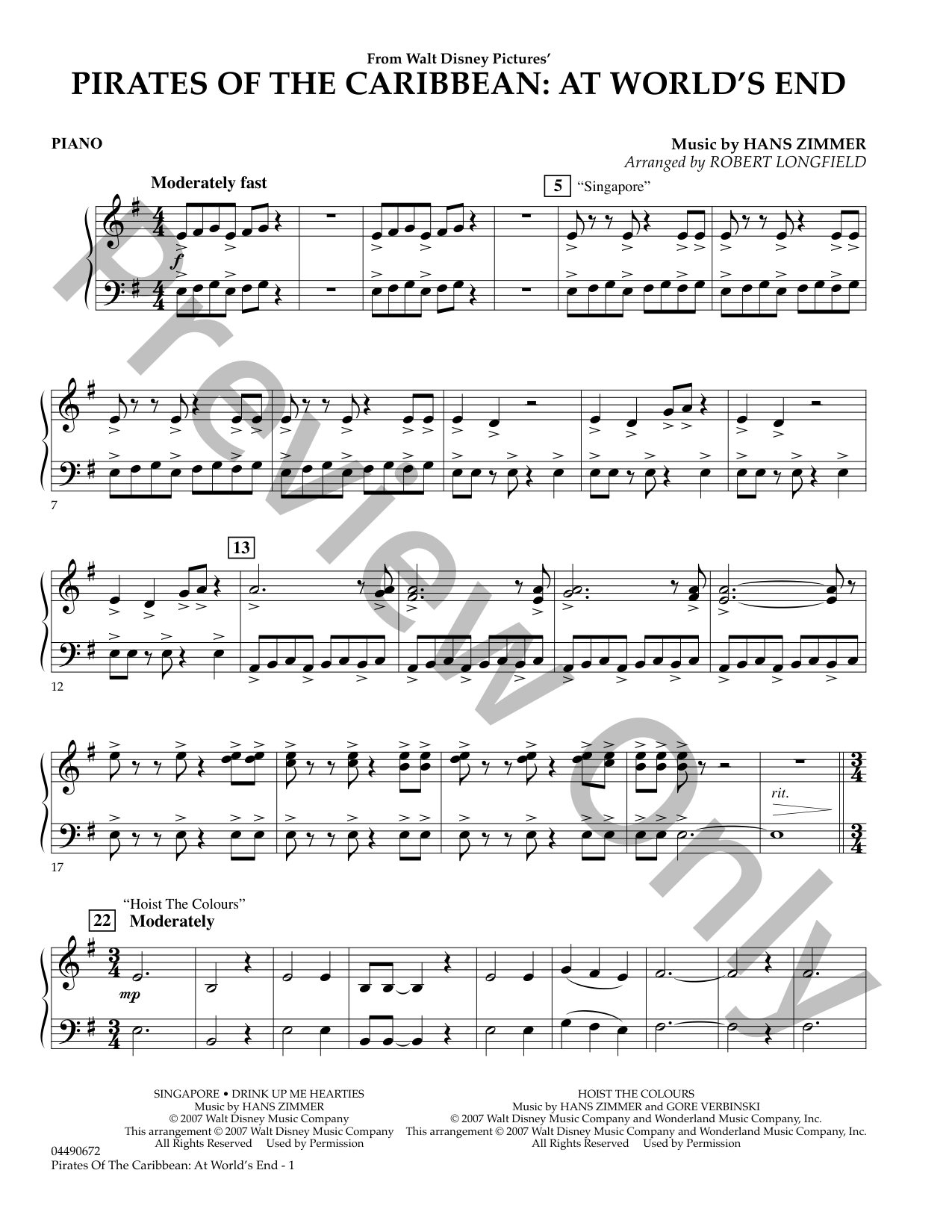 Pirates of the Caribbean: At World's End Orchestra Sheet Music