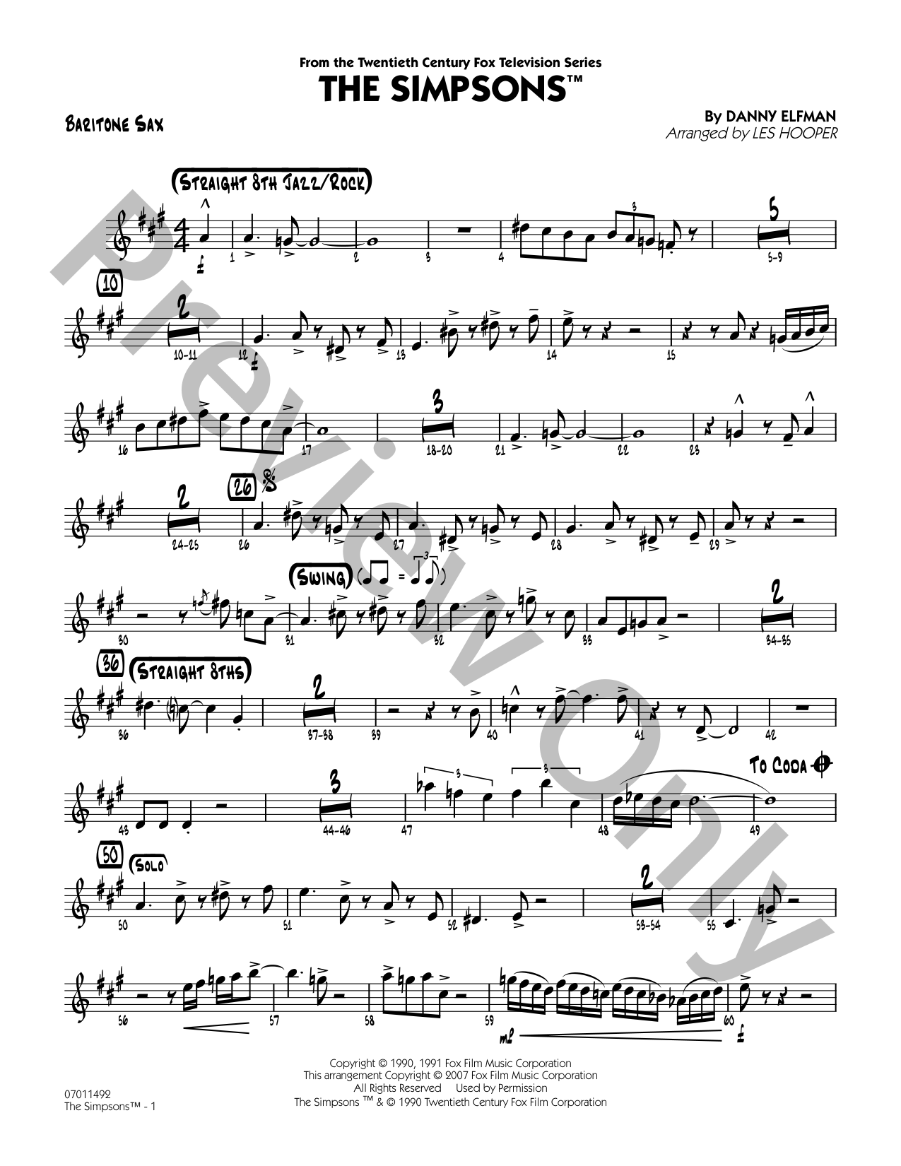The Simpsons Jazz Sheet Music | J.W. Pepper