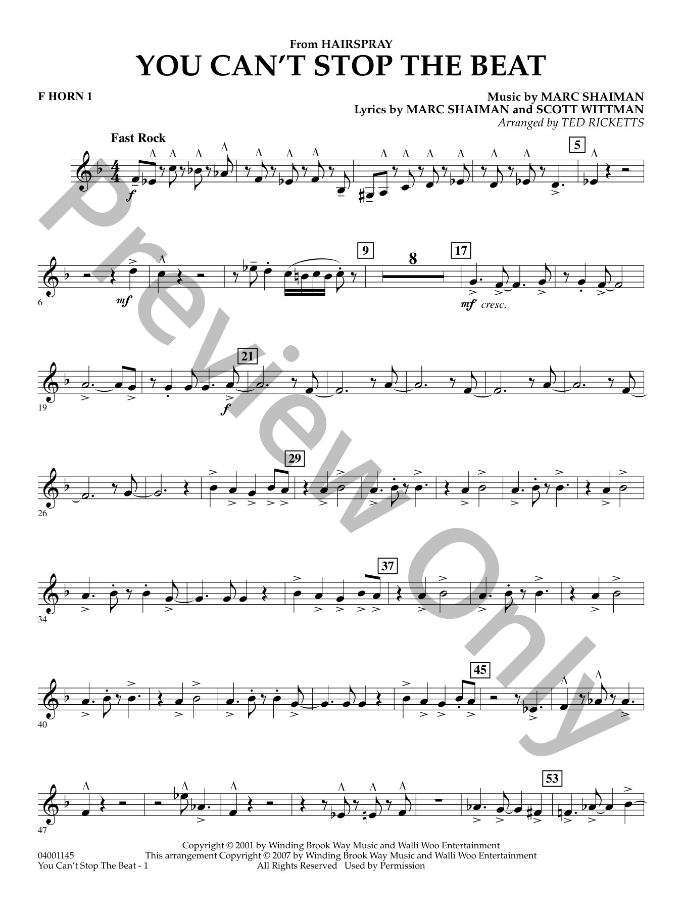 You Can't Stop the Beat Concert Band Sheet Music | J.W. Pepper