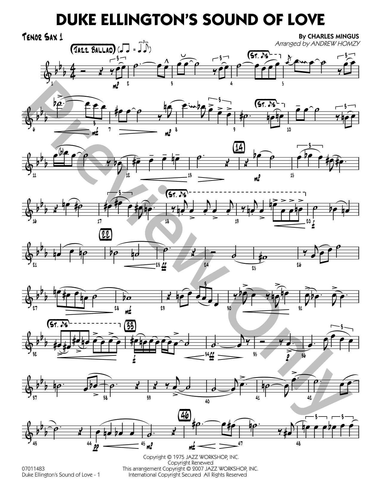 Duke Ellington's Sound of Love Jazz Sheet Music | J.W. Pepper