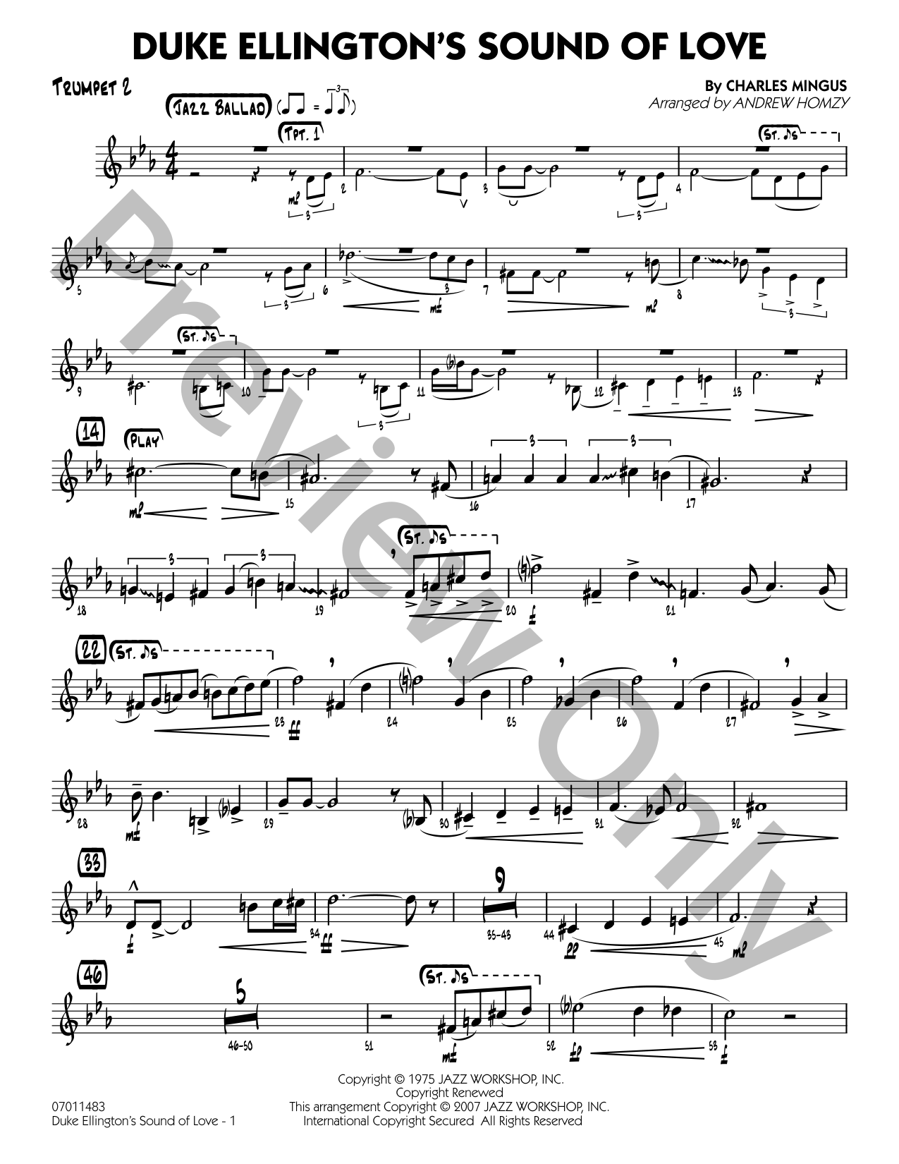 DUKE JAZZ 額装 Duke Ellington's Sound of Love Jazz Sheet Music | J.W. Pepper