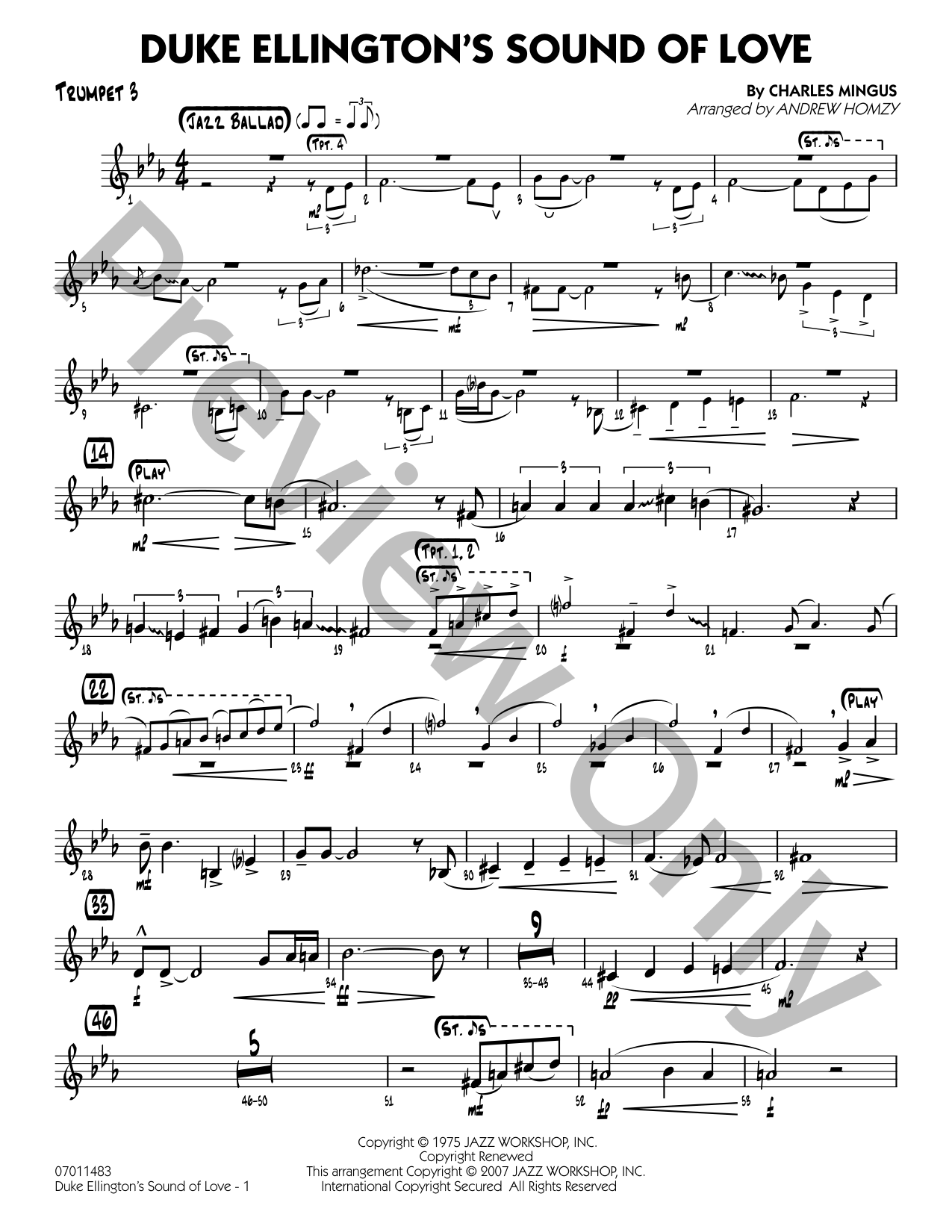 Duke Ellington's Sound of Love Jazz Sheet Music | J.W. Pepper