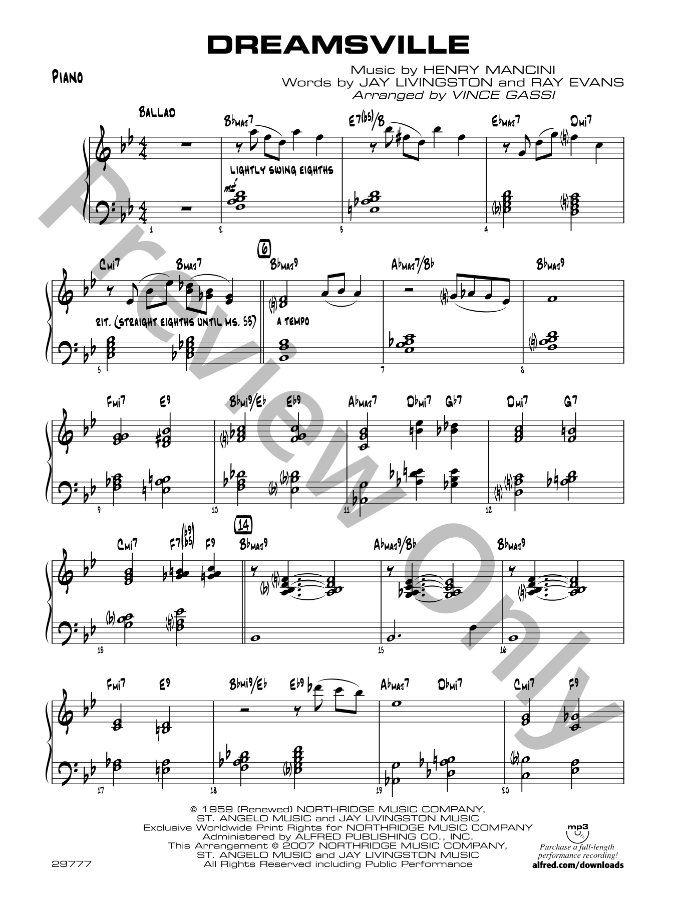 Dreamsville Jazz Sheet Music | J.W. Pepper