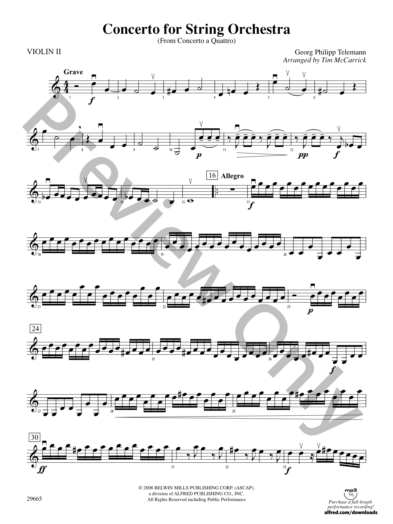 Concerto for String Orchestra Orchestra Sheet Music | J.W. Pepper