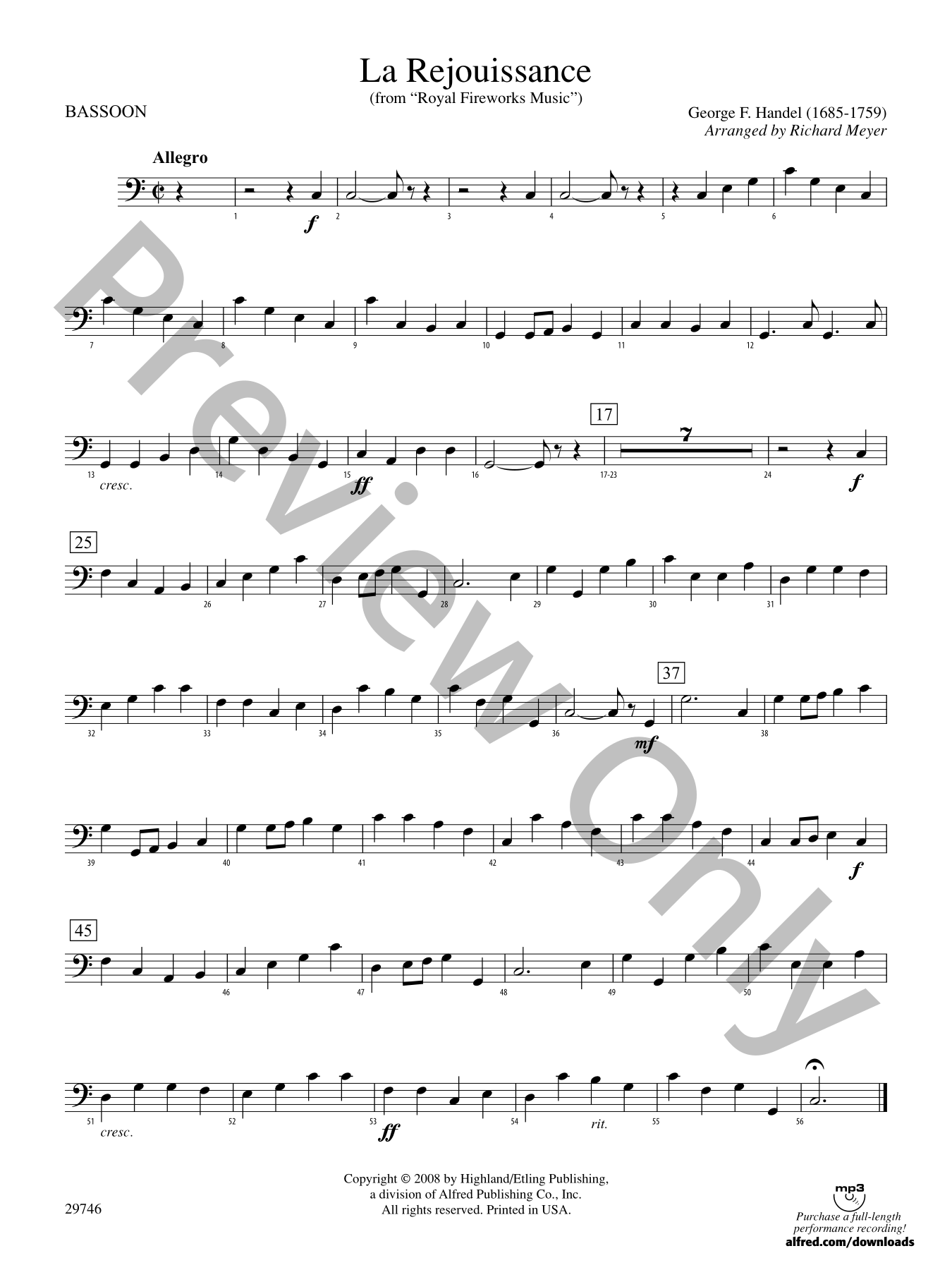 La Rejouissance Orchestra Sheet Music | J.W. Pepper