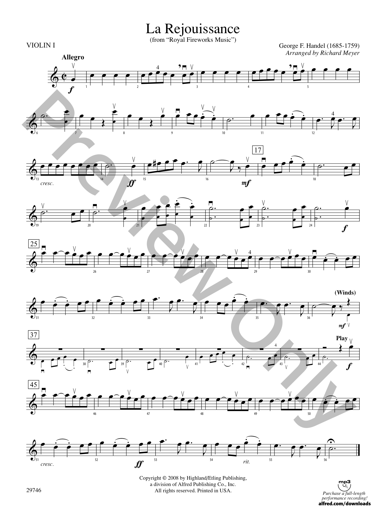 La Rejouissance Orchestra Sheet Music | J.W. Pepper