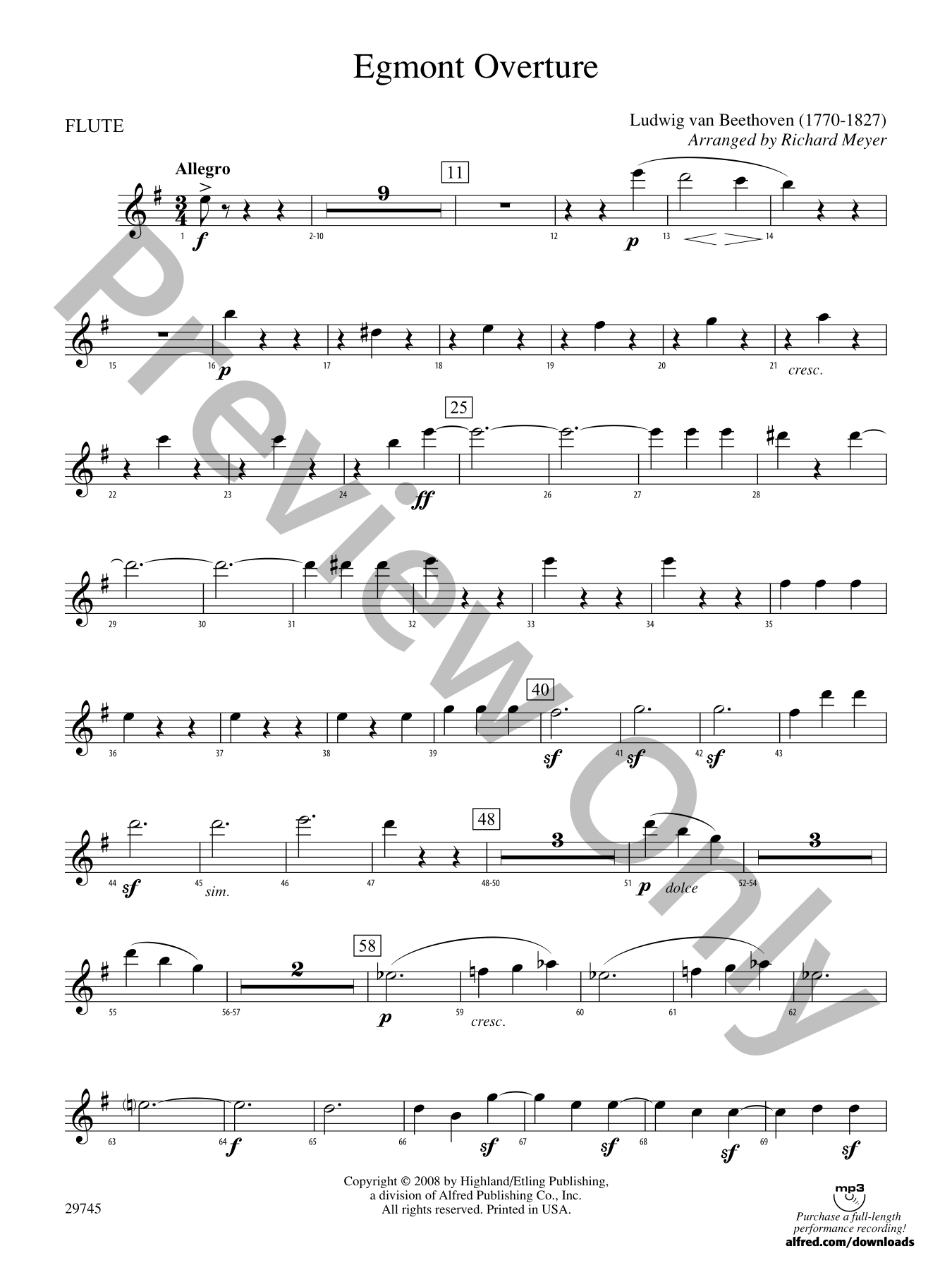 Egmont Overture Orchestra Sheet Music | J.W. Pepper