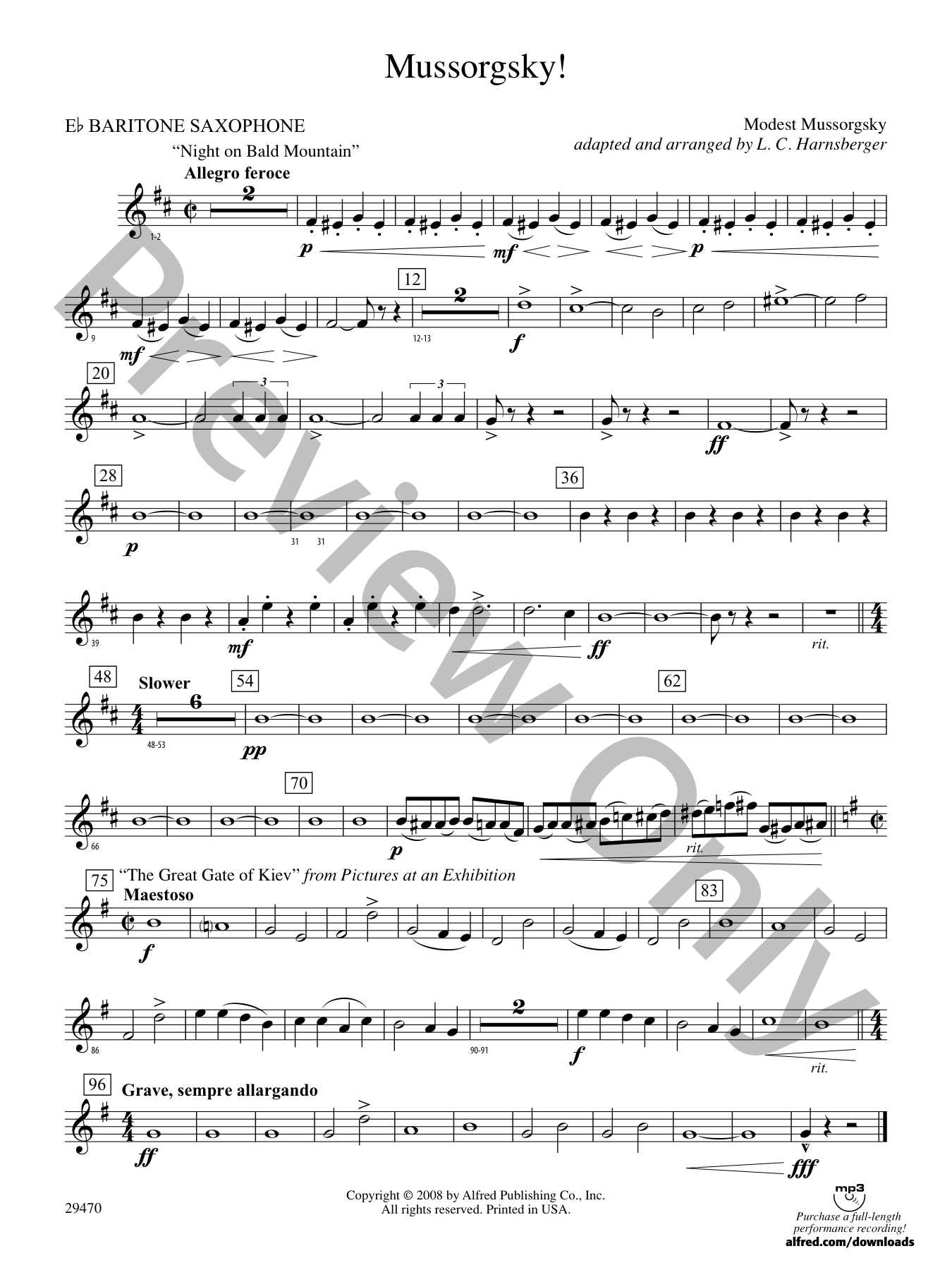 ● 絶版 吹奏楽楽譜 M.Mussorgsky / 司祭の行列 Mussorgsky! Concert Band Sheet Music | J.W. Pepper