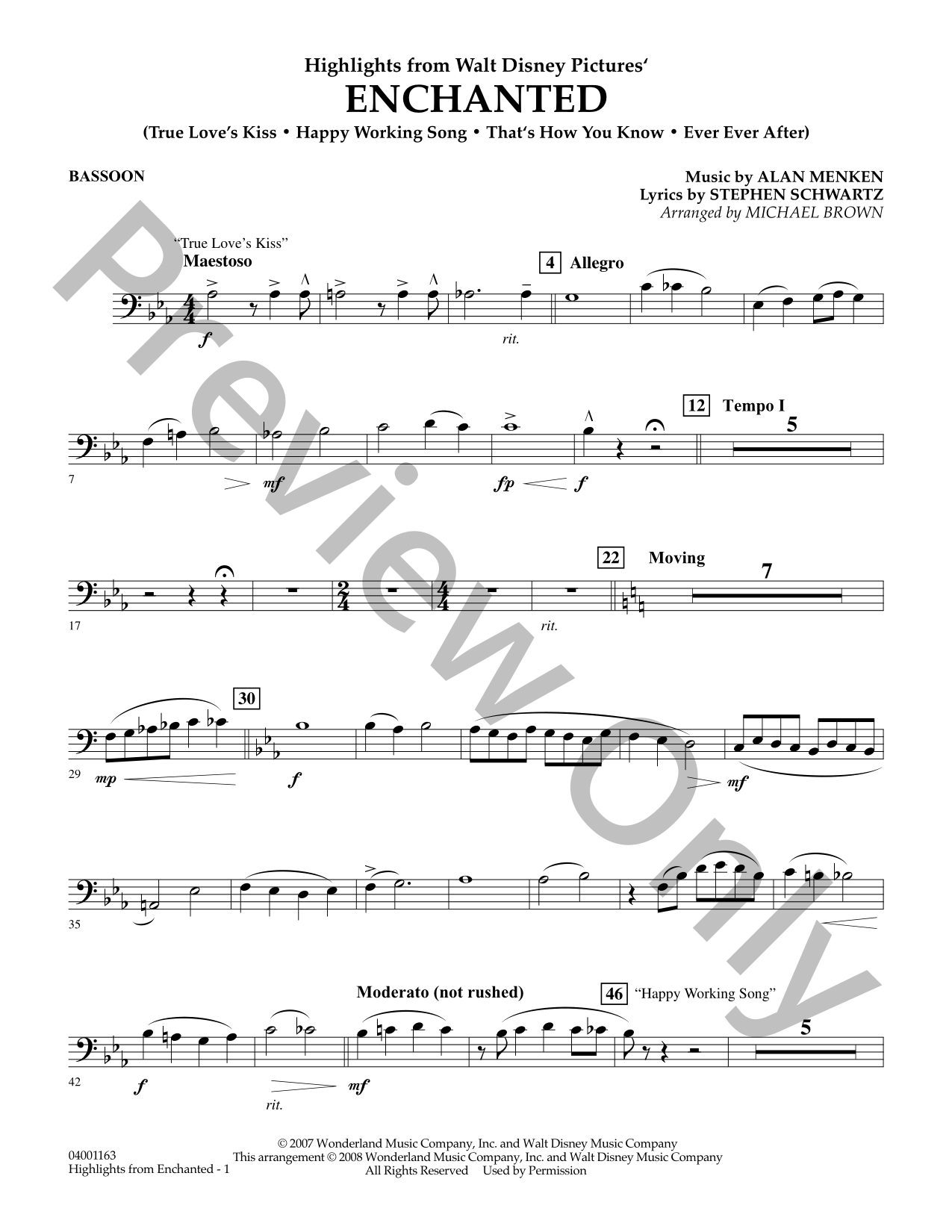 ENCHANTED ALAN MENKEN 吹奏楽　楽譜 Music from Enchanted - Cello by Alan Menken - Orchestra - Grade 3