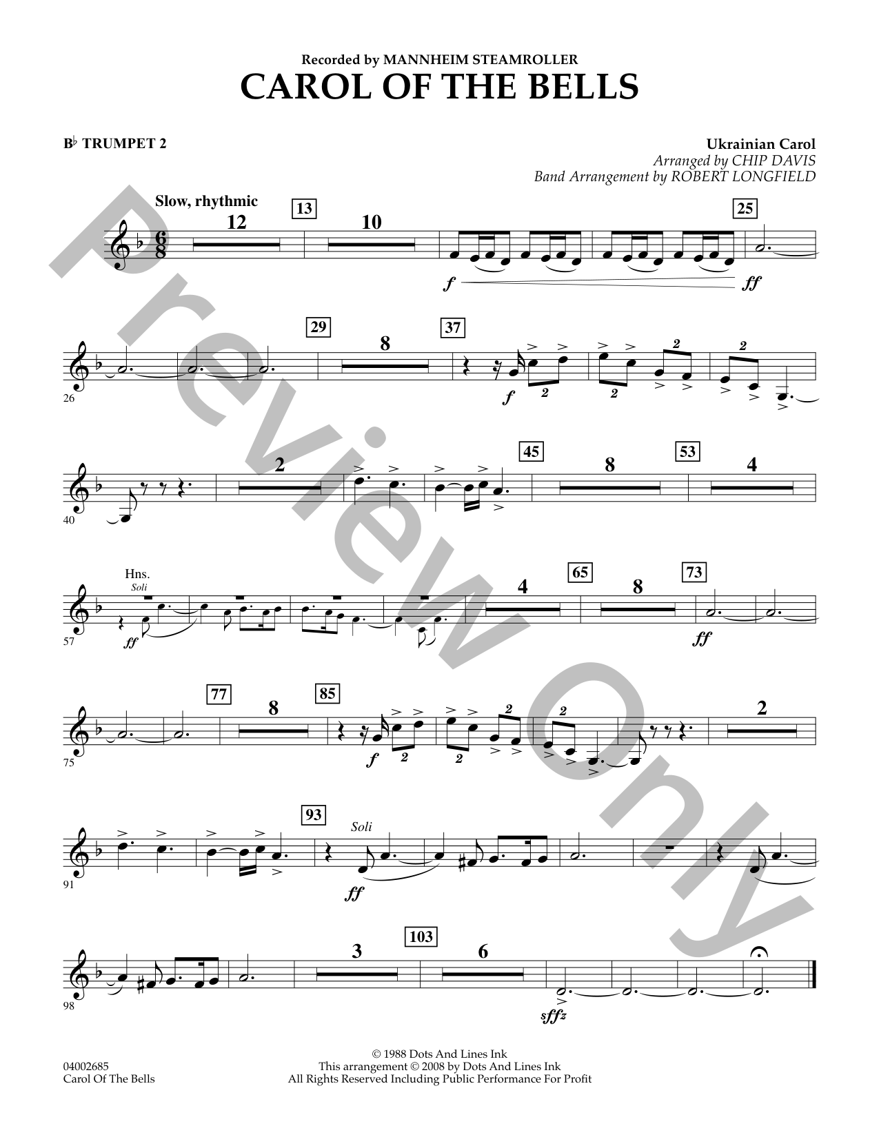 Carol of the Bells Concert Band Sheet Music | J.W. Pepper, image size:1275x1650