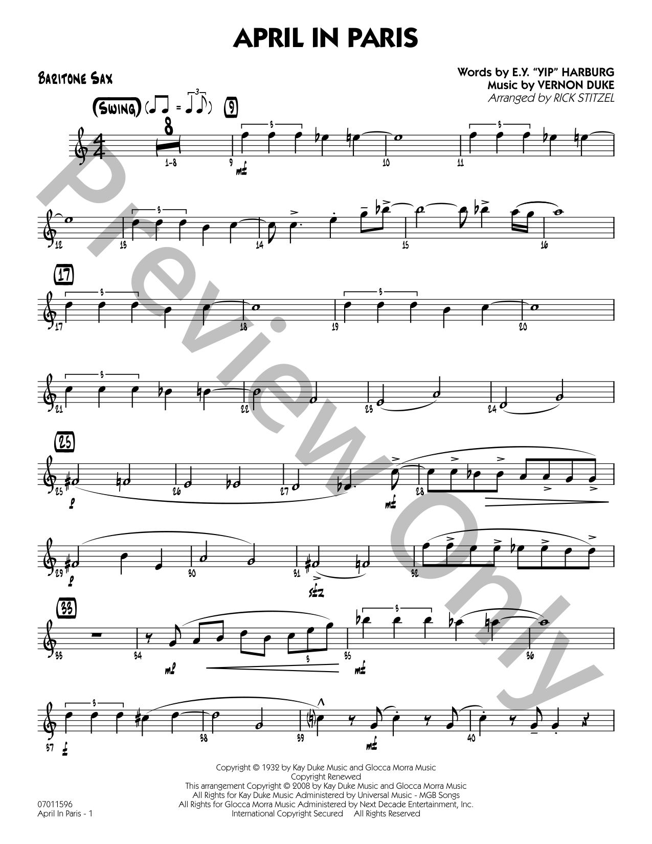 April in Paris Jazz Sheet Music | J.W. Pepper