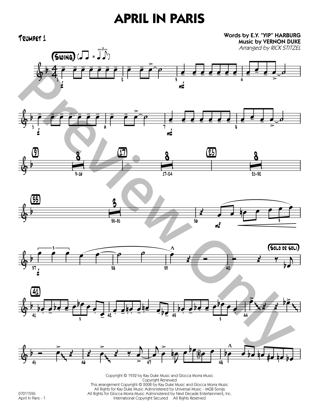 April in Paris Jazz Sheet Music | J.W. Pepper