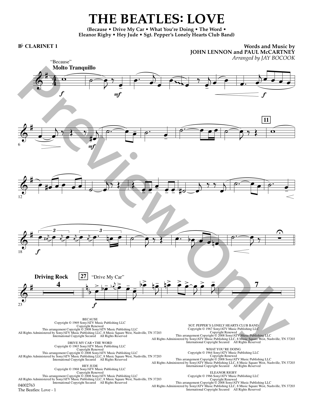 The Beatles: Love Concert Band Sheet Music | J.W. Pepper