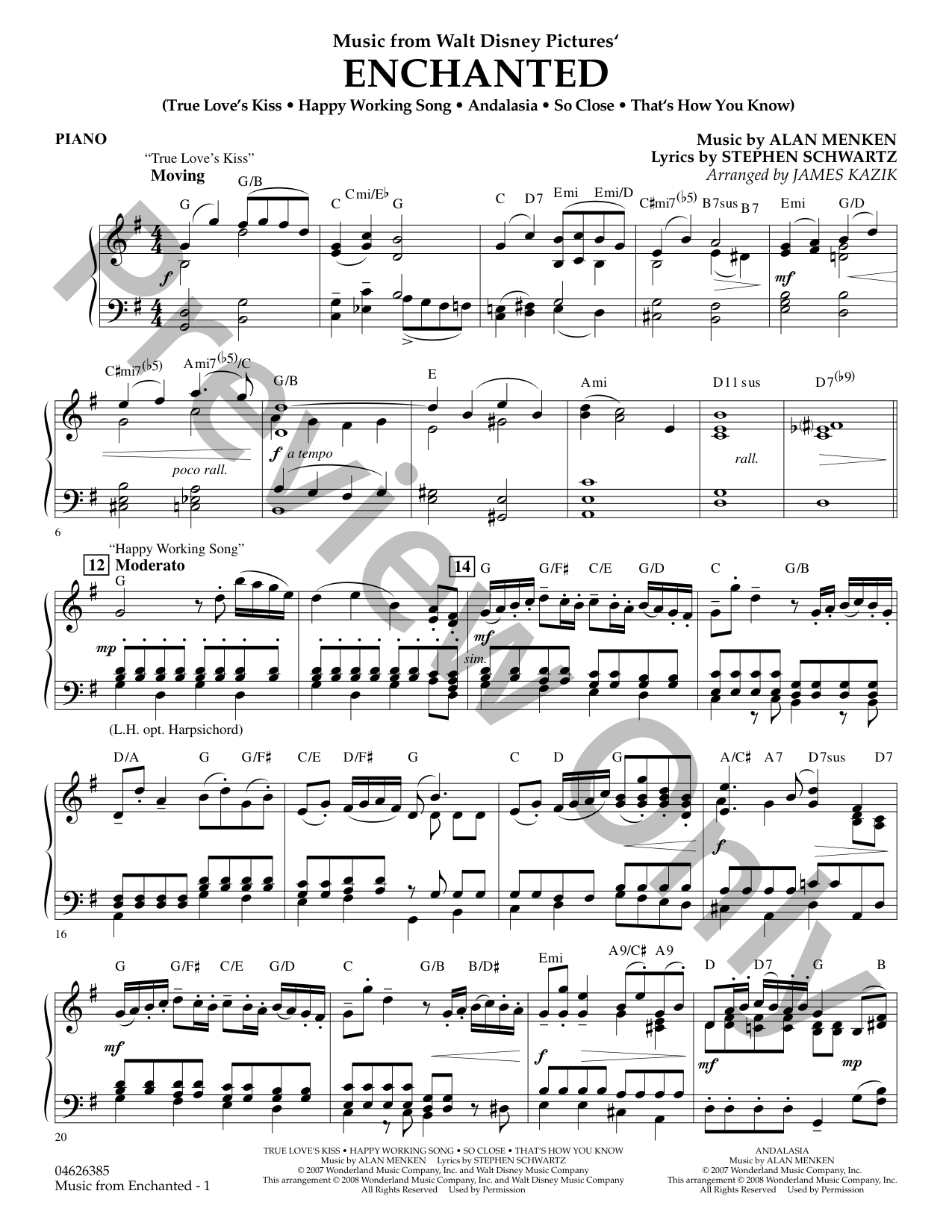 ENCHANTED ALAN MENKEN 吹奏楽　楽譜 Music from Enchanted - Cello by Alan Menken - Orchestra - Grade 3