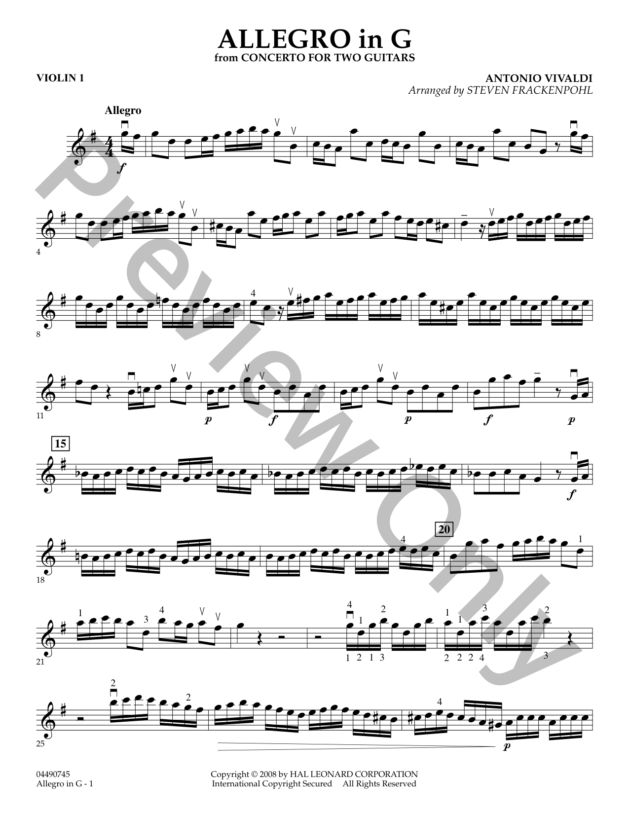 Allegro in G Orchestra Sheet Music | J.W. Pepper