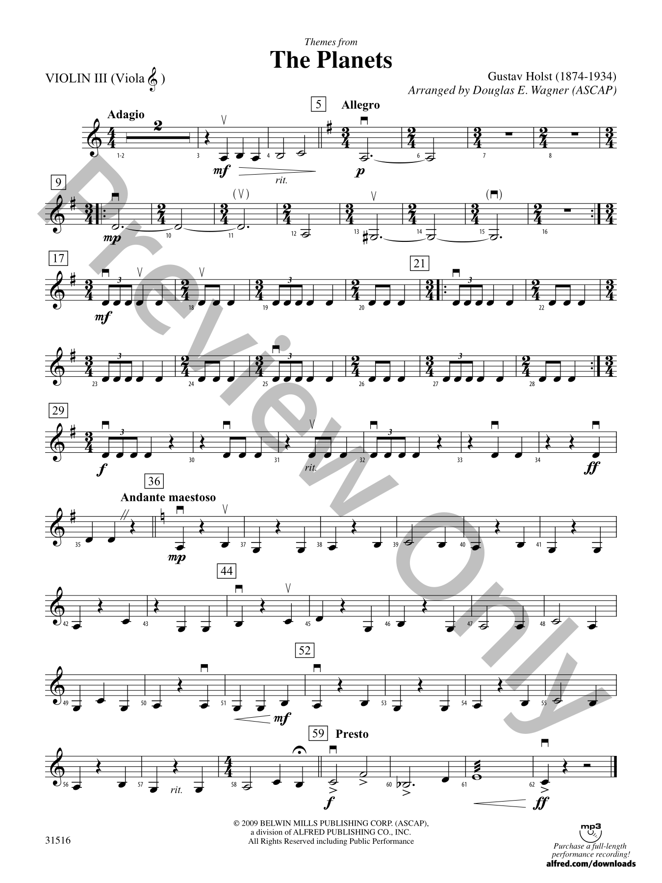 Themes from the Planets Orchestra Sheet Music | J.W. Pepper