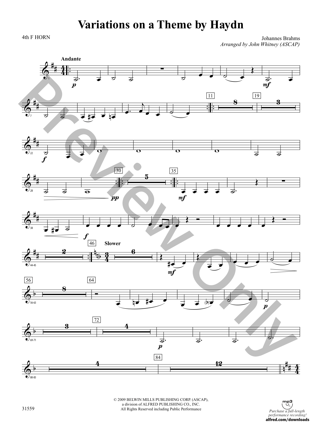Variations on a Theme by Haydn Orchestra Sheet Music | J.W. Pepper