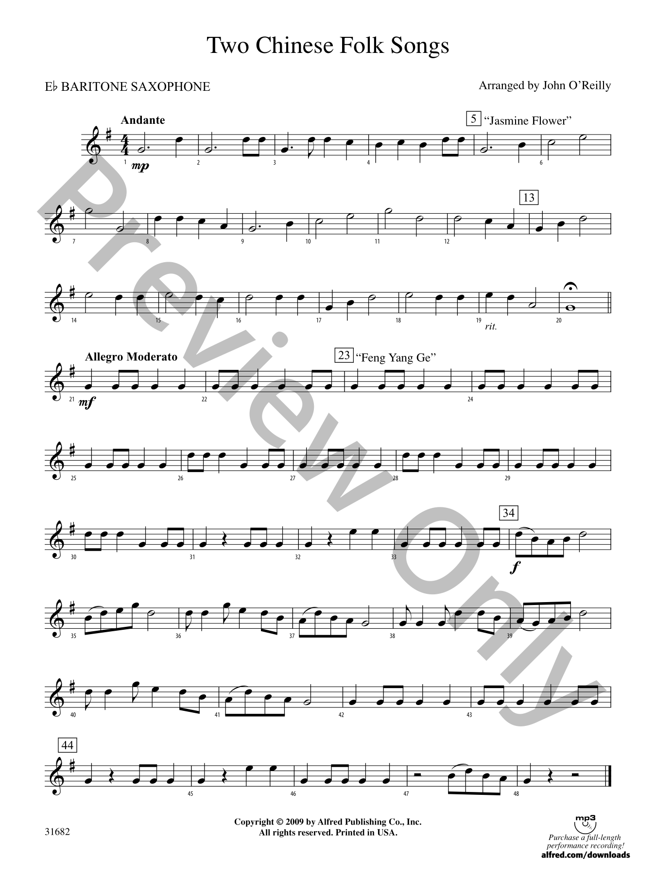 Two Chinese Folk Songs Concert Band Sheet Music | J.W. Pepper