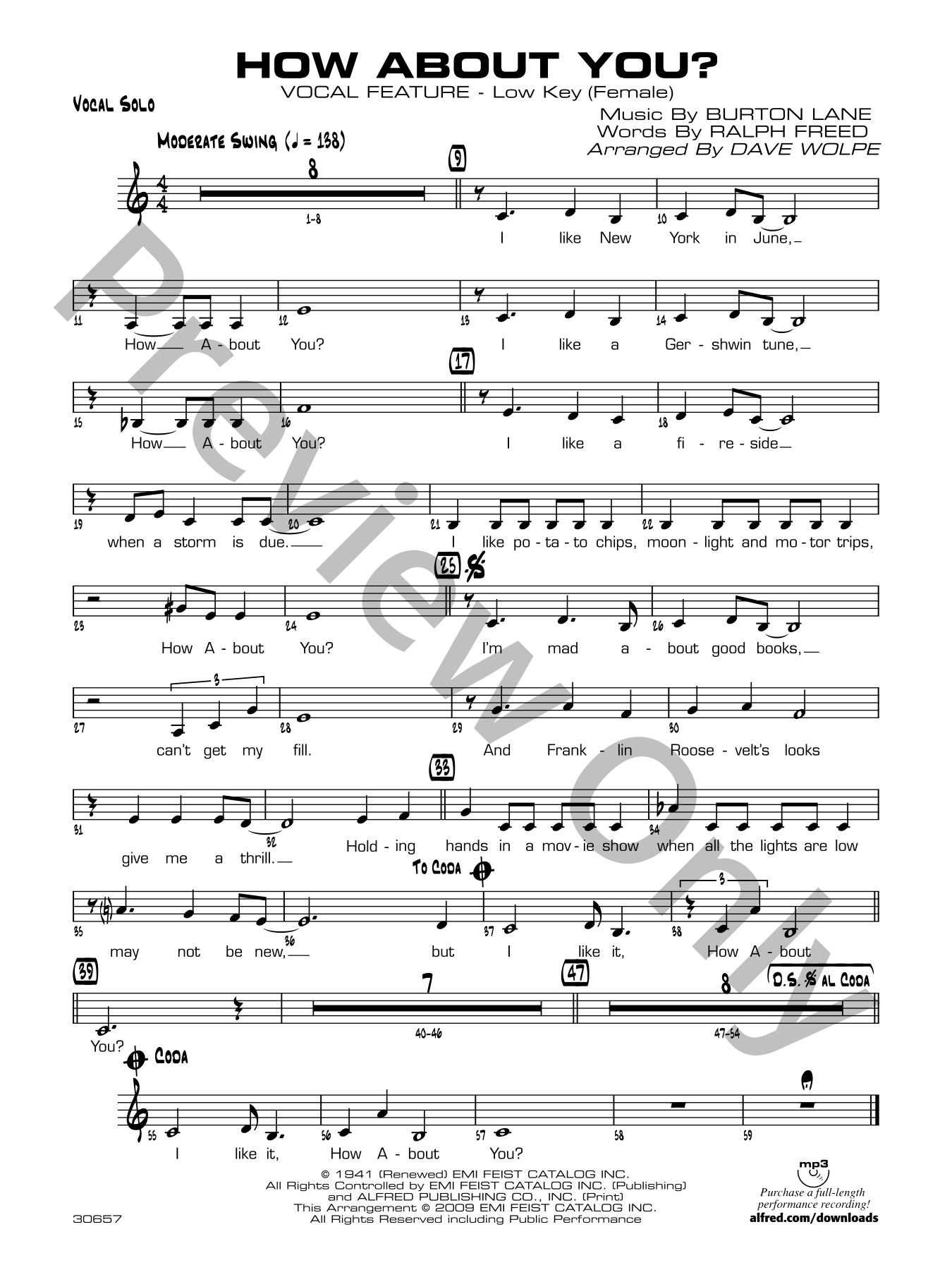 How About You? Jazz Sheet Music | J.W. Pepper