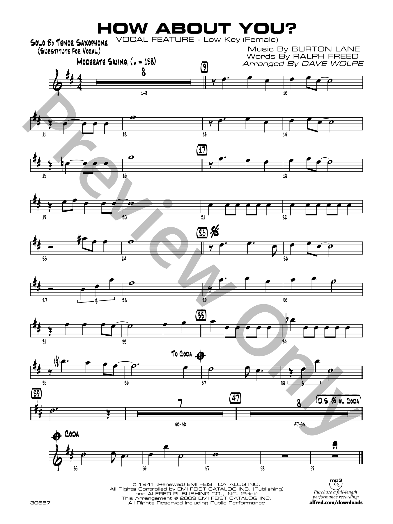 How About You? Jazz Sheet Music | J.W. Pepper