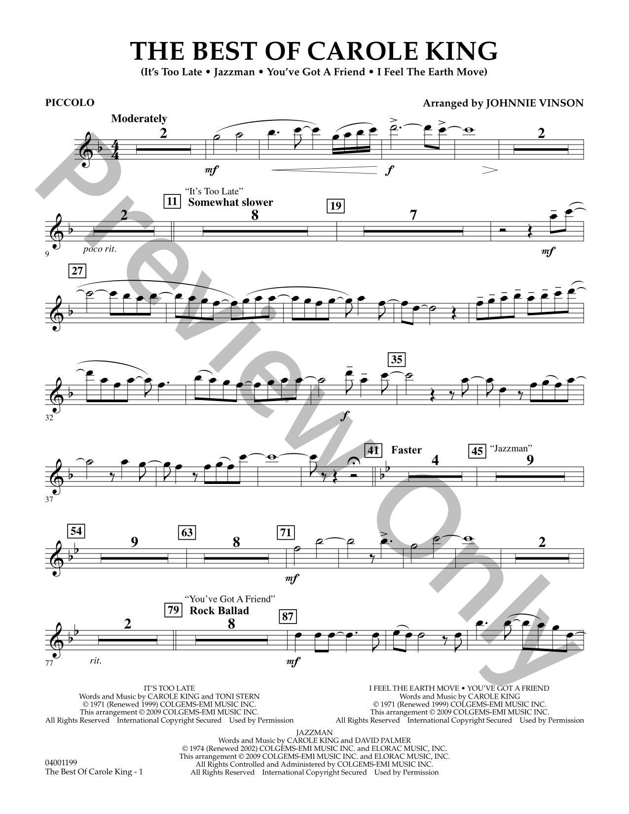The Best of Carole King Concert Band Sheet Music | J.W. Pepper