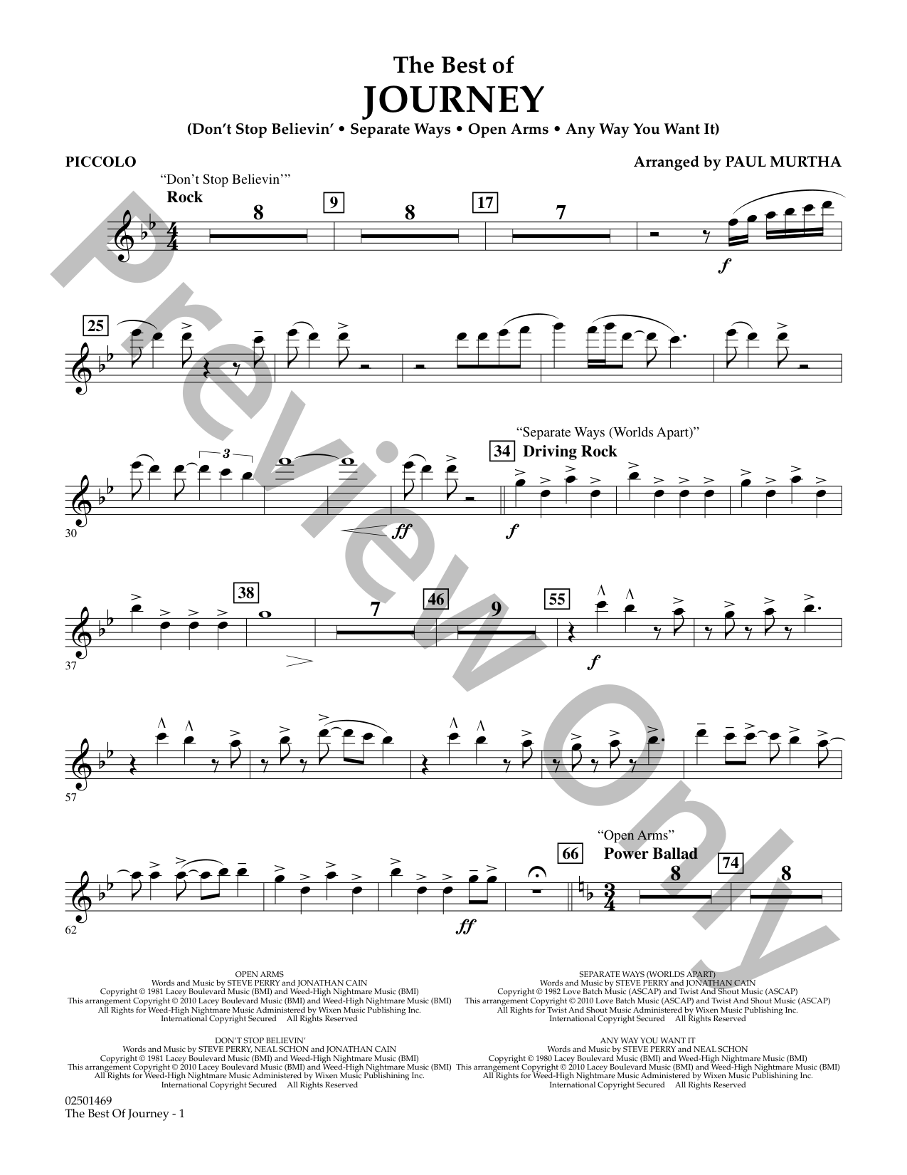 The Best of Journey Concert Band Sheet Music | J.W. Pepper