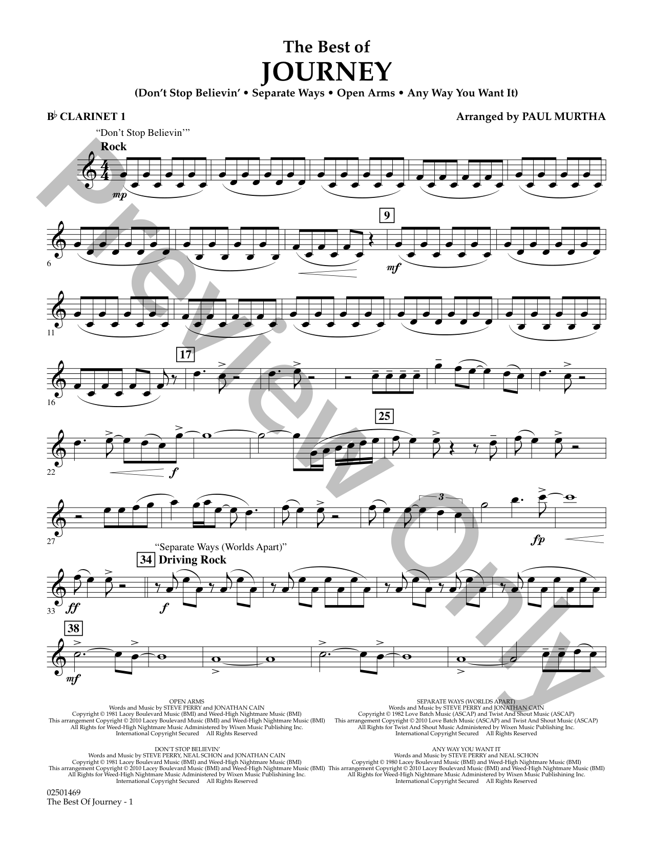 The Best of Journey Concert Band Sheet Music | J.W. Pepper