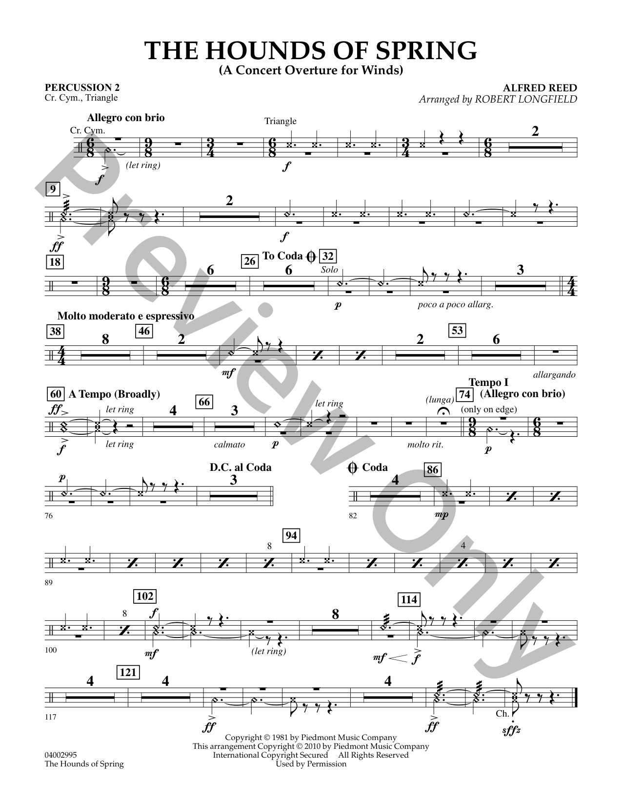THE HOUNDS OF SPRING 楽譜とCDセット The Hounds of Spring Concert Band Sheet Music | J.W. Pepper