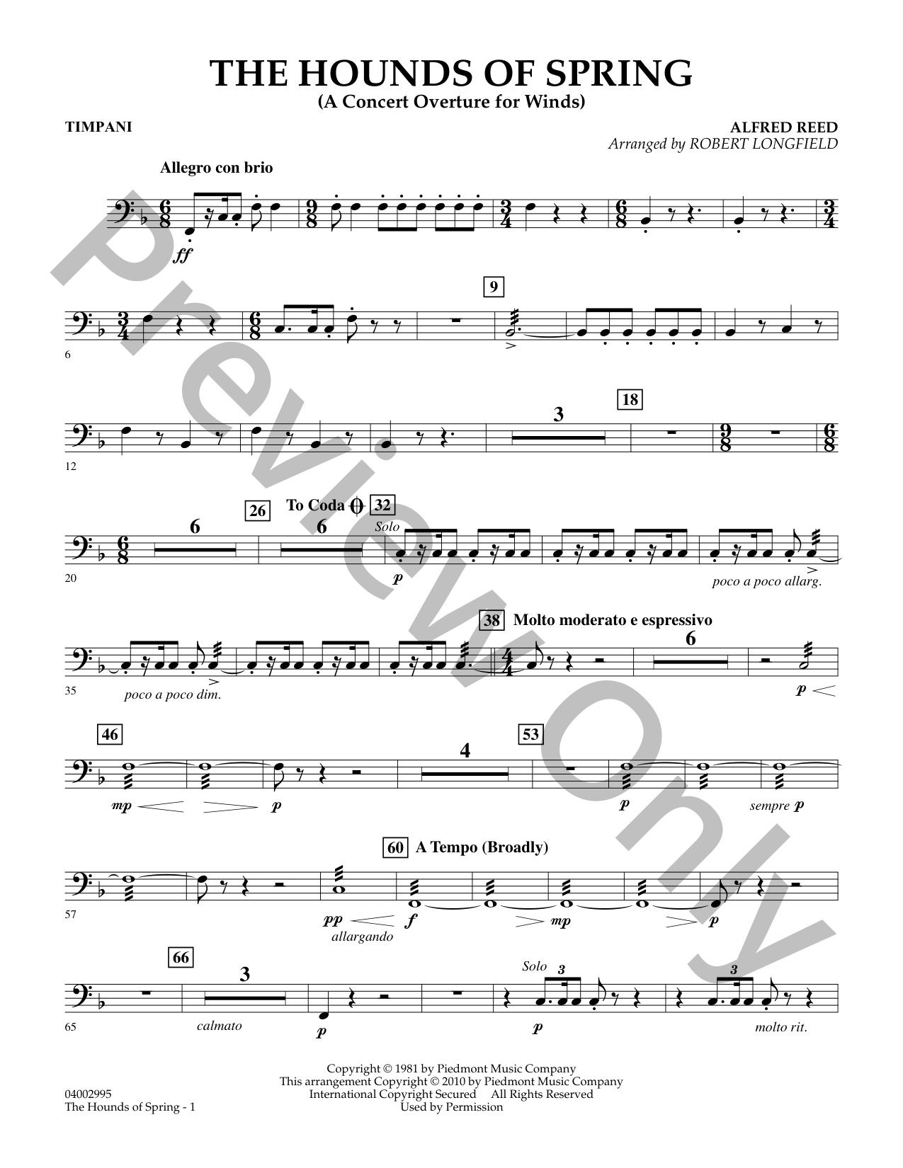 The Hounds of Spring Concert Band Sheet Music | J.W. Pepper
