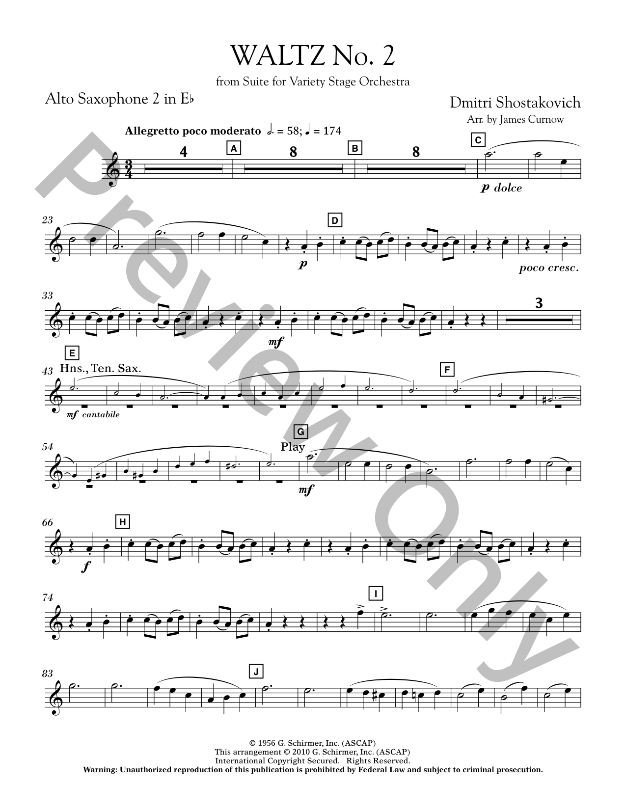 Waltz No. 2 Concert Band Sheet Music | J.W. Pepper
