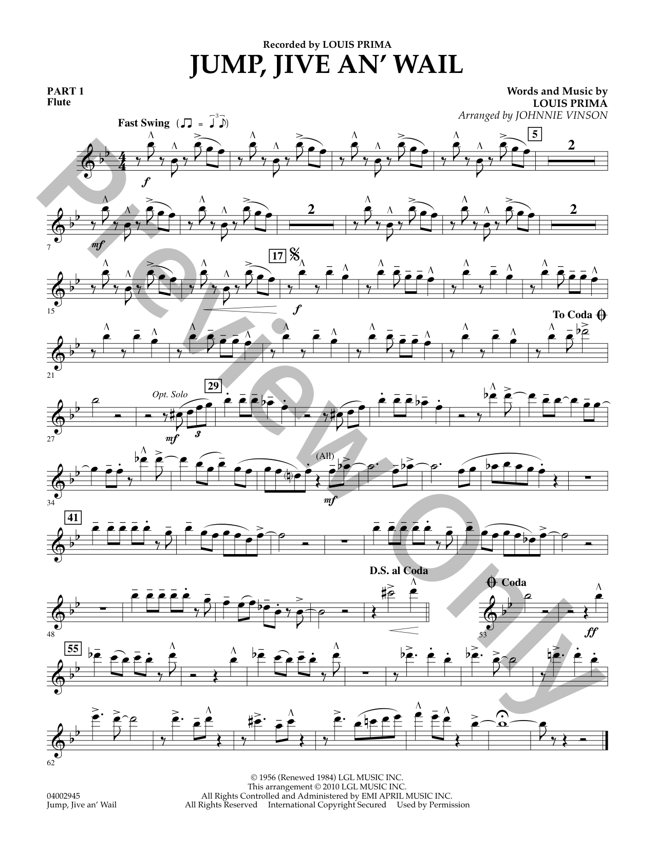 Jump, Jive an' Wail Concert Band Sheet Music | J.W. Pepper