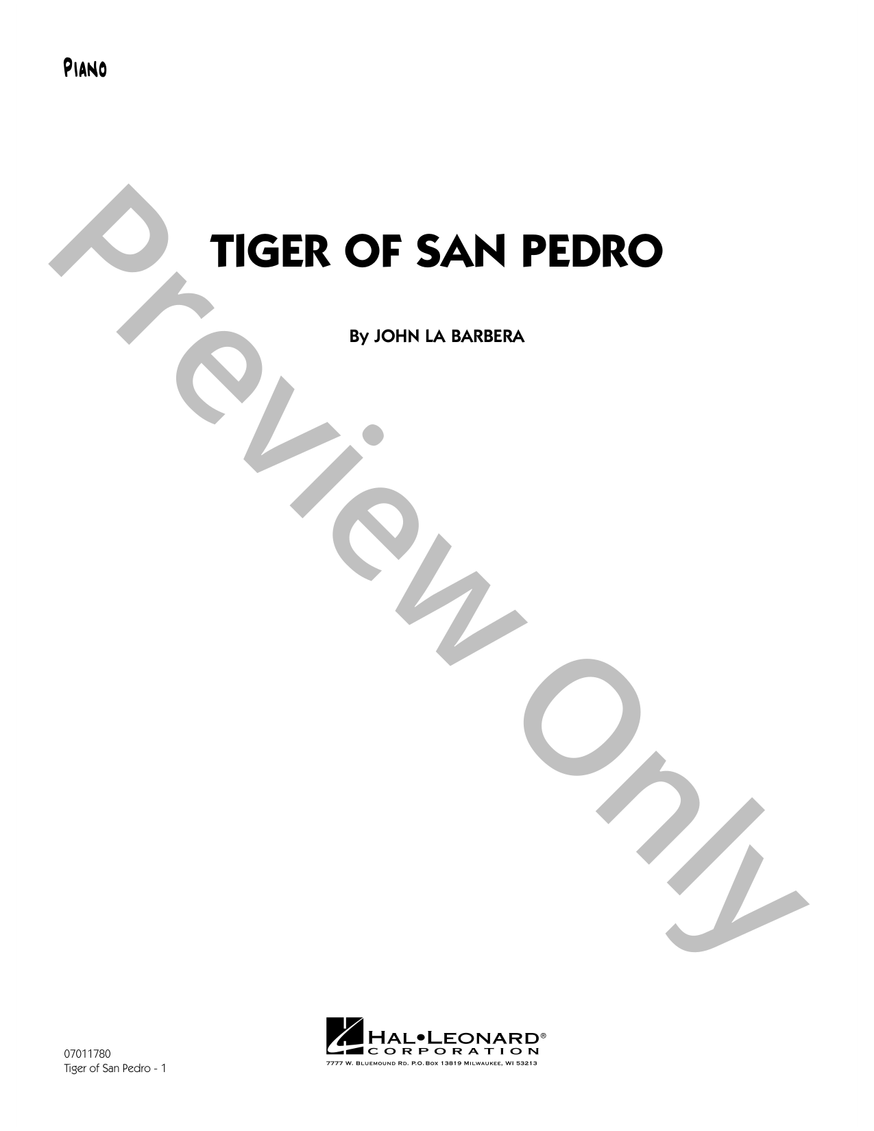 Tiger of San Pedro Jazz Sheet Music | J.W. Pepper