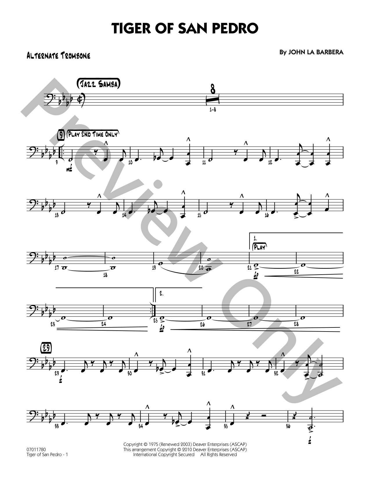 Tiger of San Pedro Jazz Sheet Music | J.W. Pepper