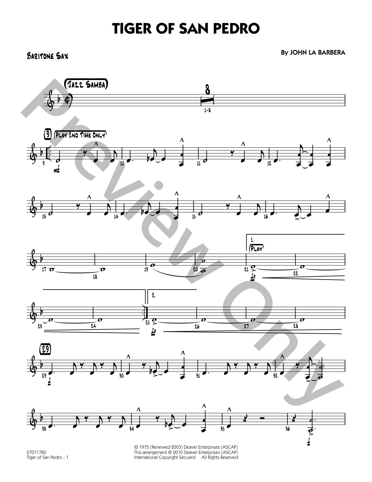 Tiger of San Pedro Jazz Sheet Music | J.W. Pepper