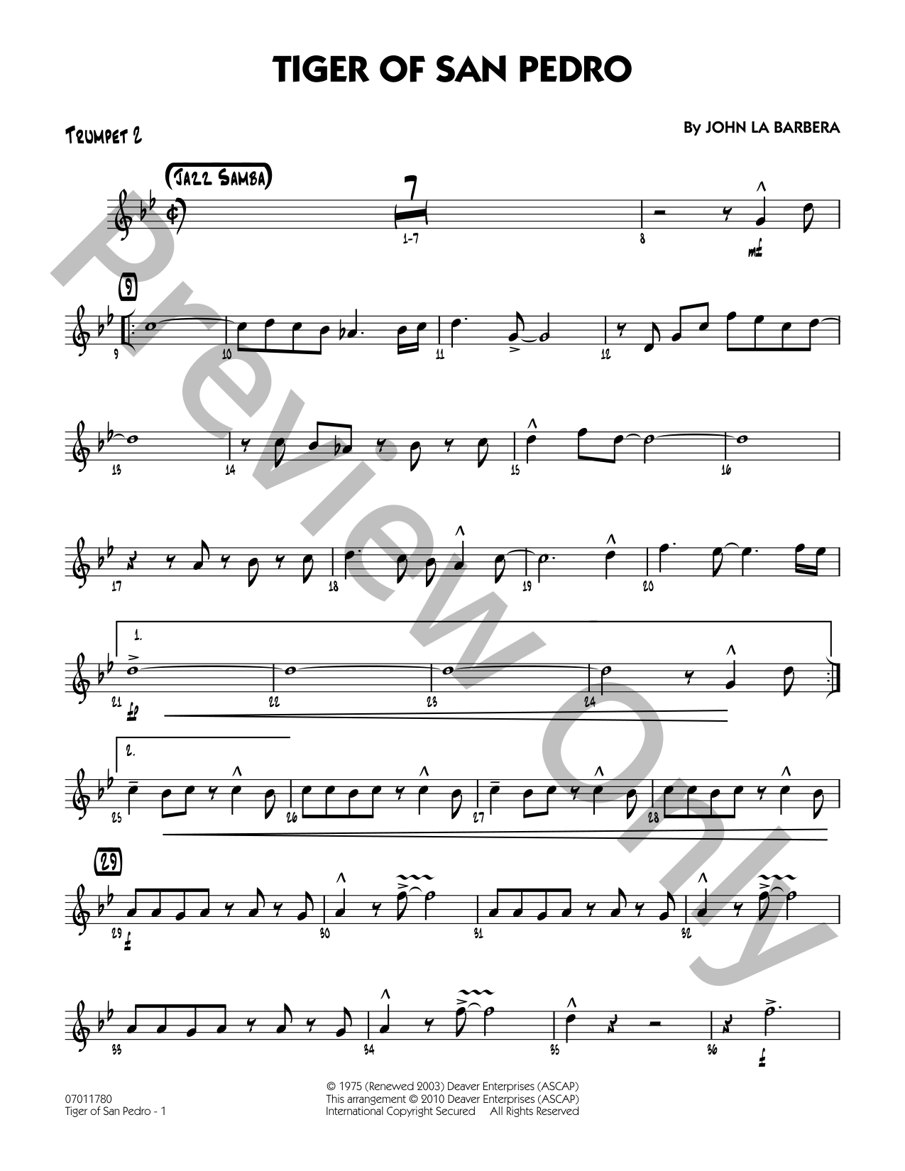 Tiger of San Pedro Jazz Sheet Music | J.W. Pepper
